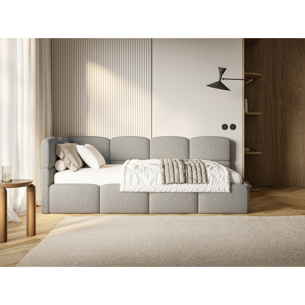 Jaunimo lova SOFTY, pilka bouclė