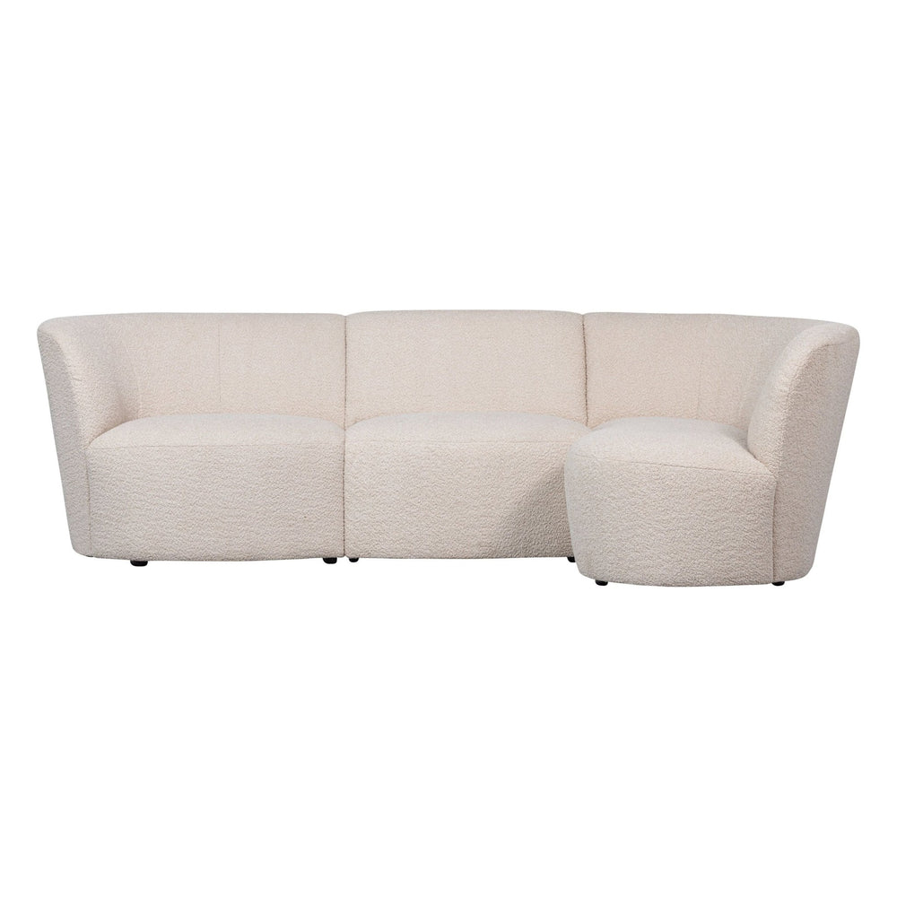"Coco" 3 vietų užapvalinta sofa, dešinė pusė, BouclÉ, kreminė - Namų Idėja