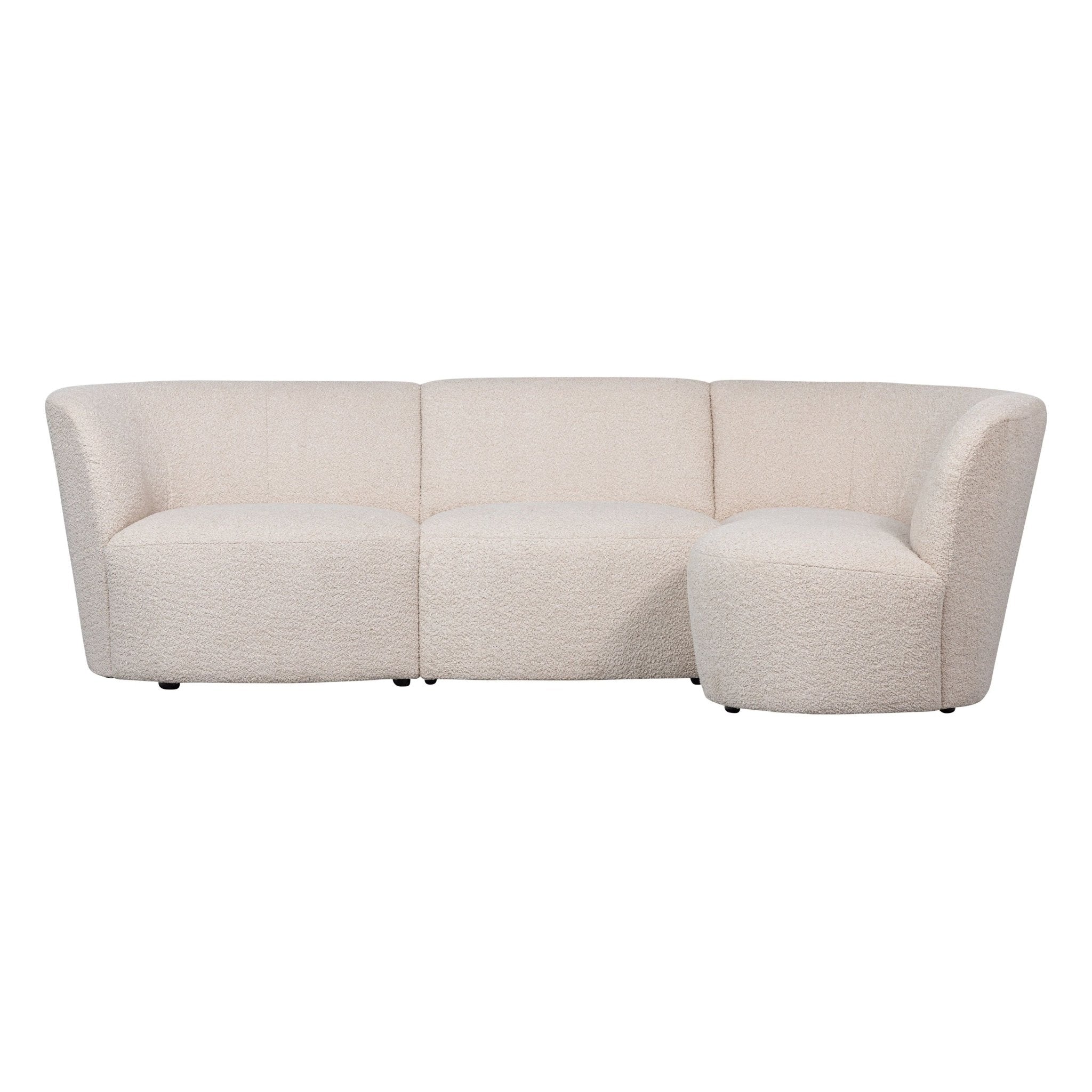 "Coco" 3 vietų užapvalinta sofa, dešinė pusė, BouclÉ, kreminė - Namų Idėja