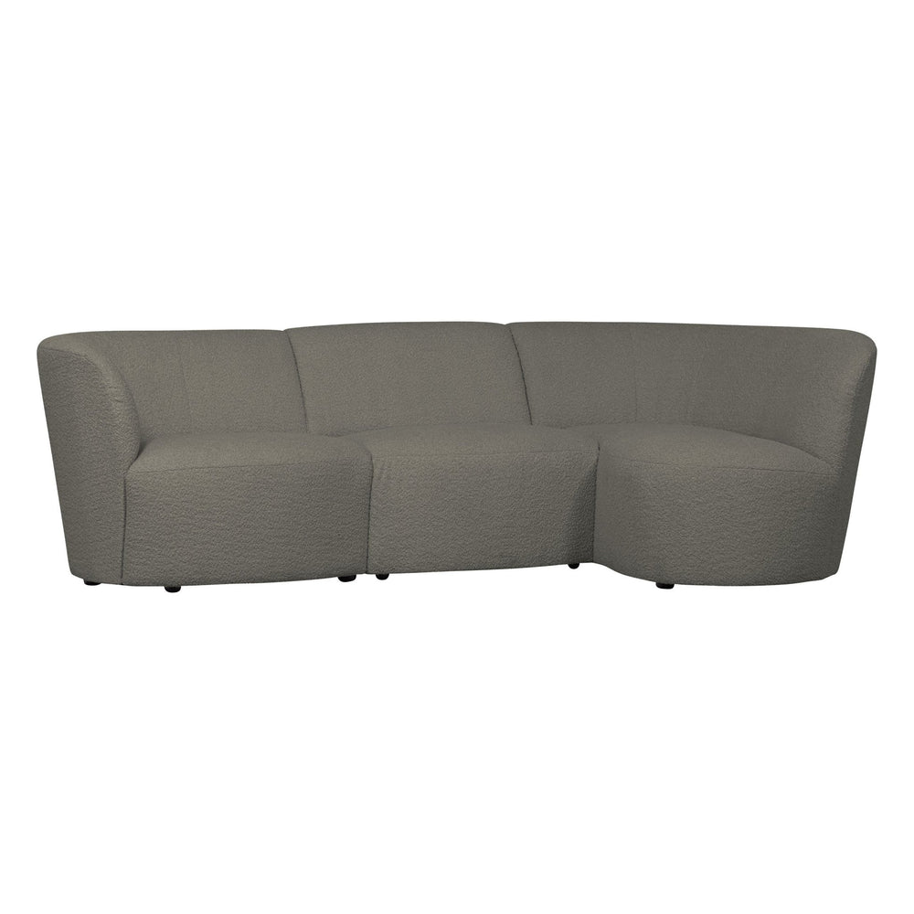 "Coco" 3 vietų užapvalinta sofa, dešinė pusė, BouclÉ, šiltai žalia - Namų Idėja