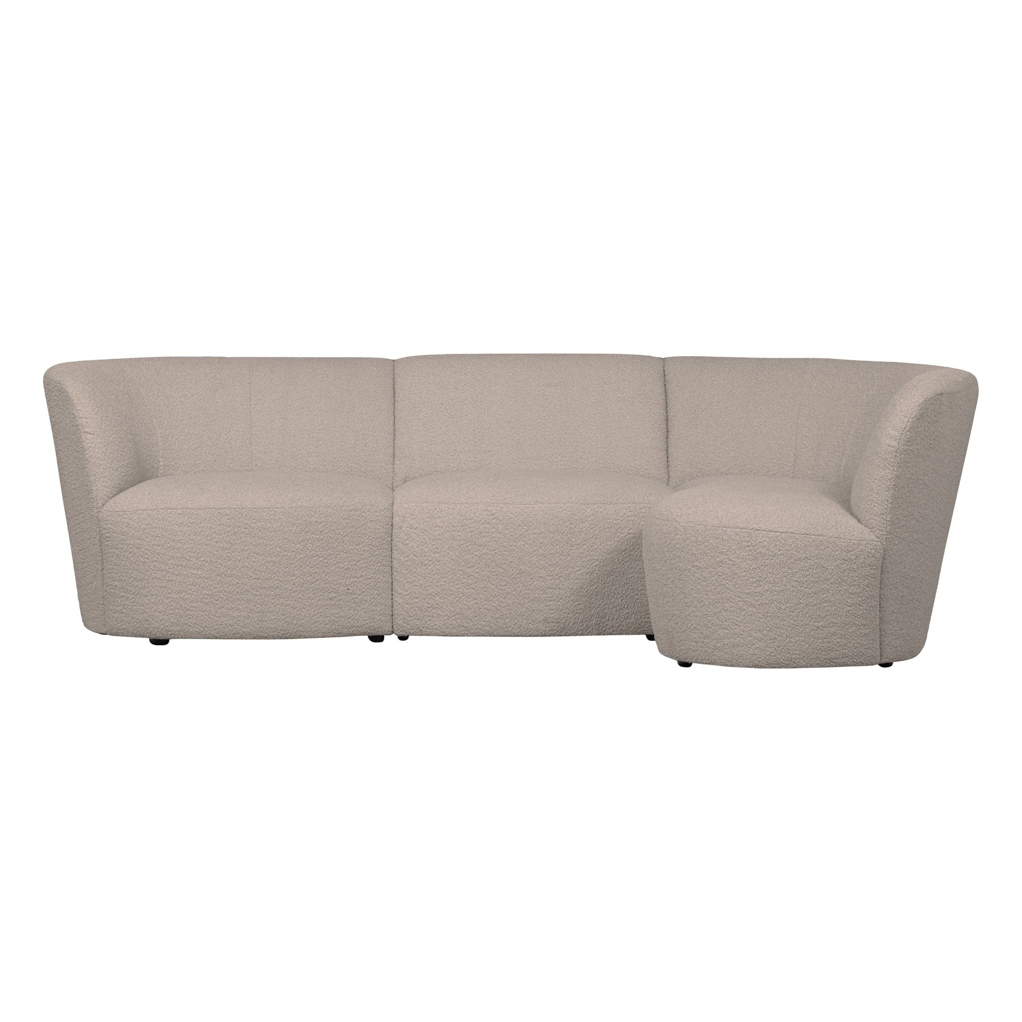 "Coco" 3 vietų užapvalinta sofa, dešinė pusė, BouclÉ, smėlio - Namų Idėja