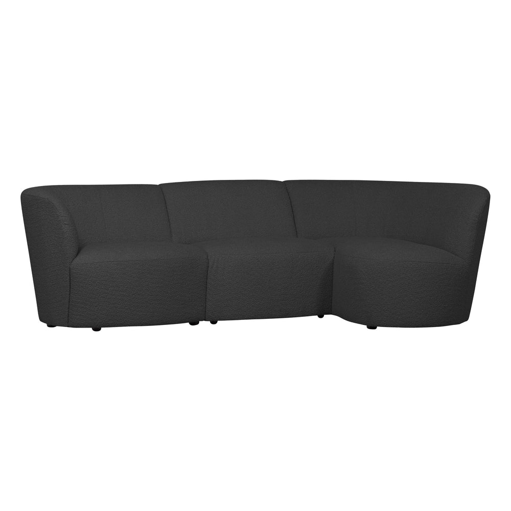 "Coco" 3 vietų užapvalinta sofa, dešinė pusė, BouclÉ, tamsiai pilka - Namų Idėja