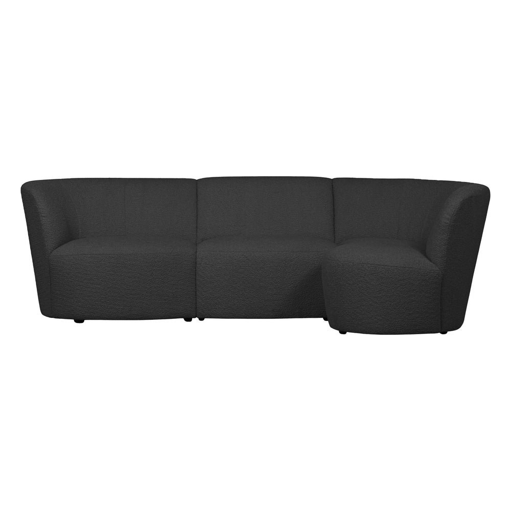 "Coco" 3 vietų užapvalinta sofa, dešinė pusė, BouclÉ, tamsiai pilka - Namų Idėja