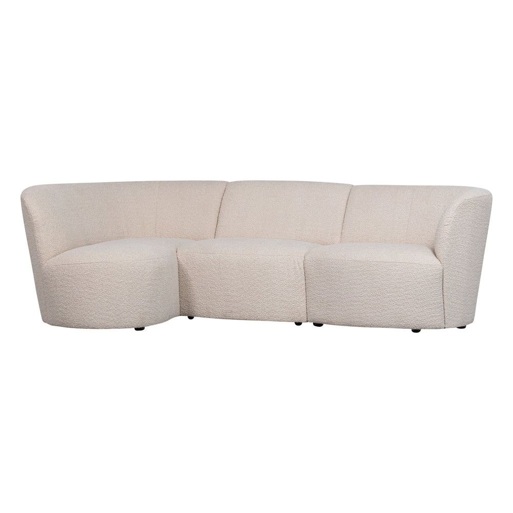 "Coco" 3 vietų užapvalinta sofa, kairė pusė, BouclÉ, kreminė - Namų Idėja