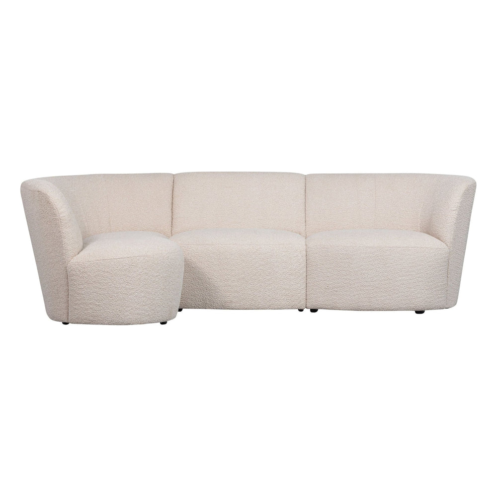 "Coco" 3 vietų užapvalinta sofa, kairė pusė, BouclÉ, kreminė - Namų Idėja