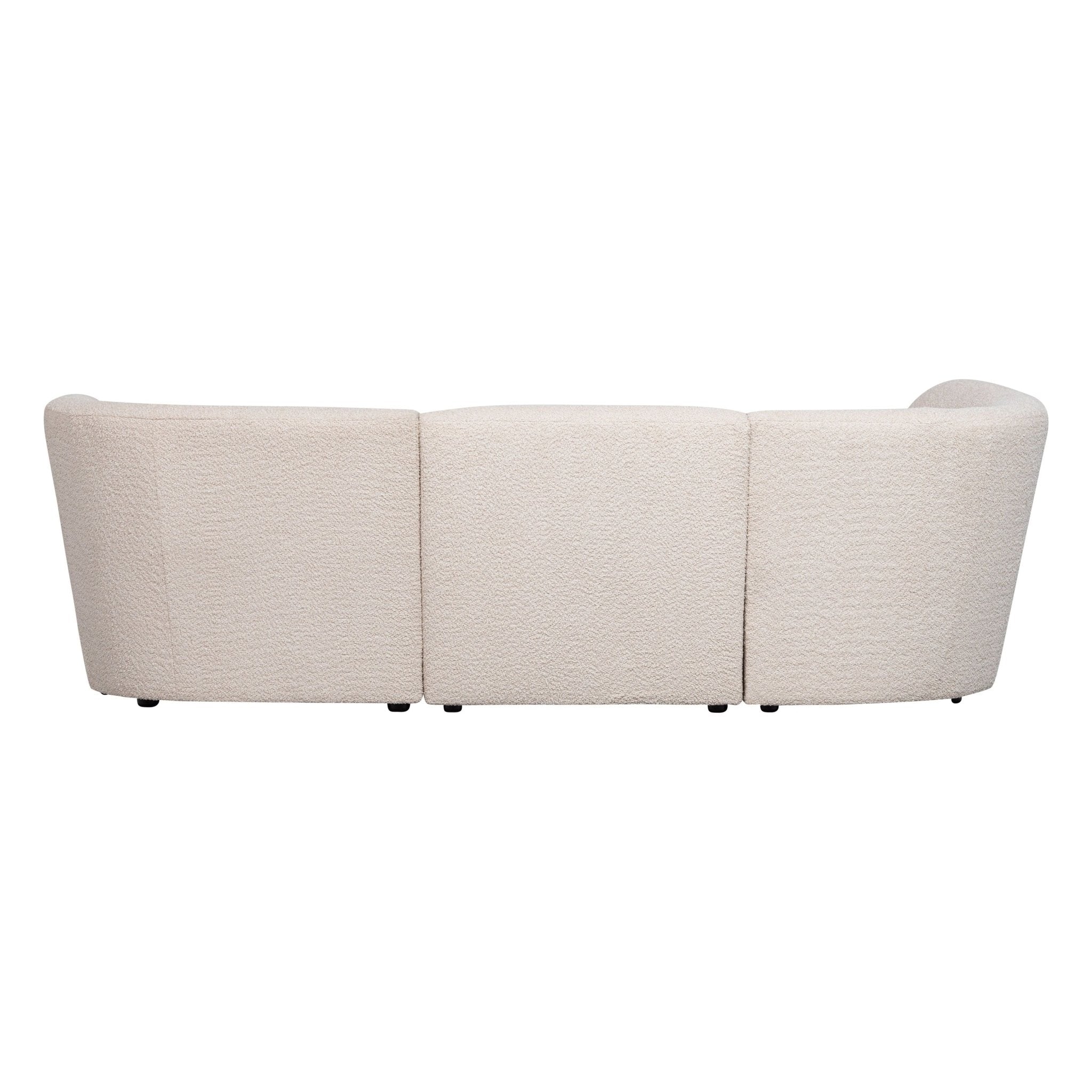 "Coco" 3 vietų užapvalinta sofa, kairė pusė, BouclÉ, kreminė - Namų Idėja