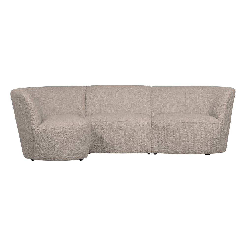 "Coco" 3 vietų užapvalinta sofa, kairė pusė, BouclÉ, smėlio - Namų Idėja