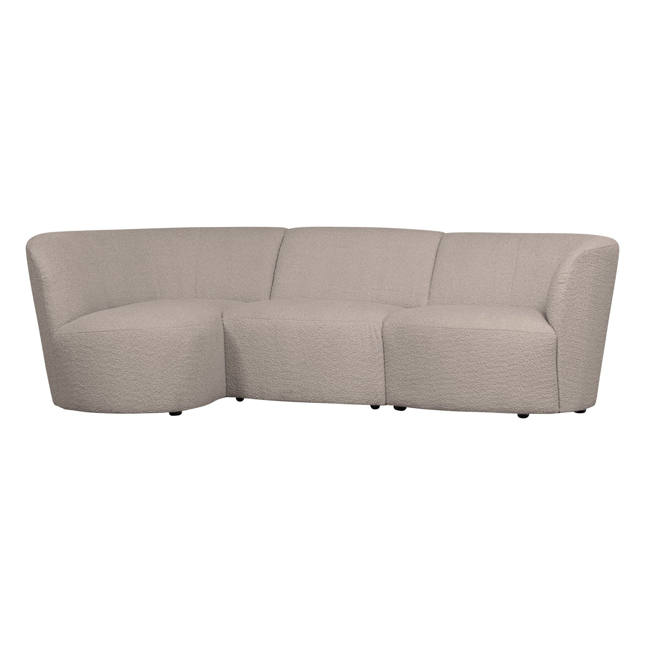 "Coco" 3 vietų užapvalinta sofa, kairė pusė, BouclÉ, smėlio - Namų Idėja