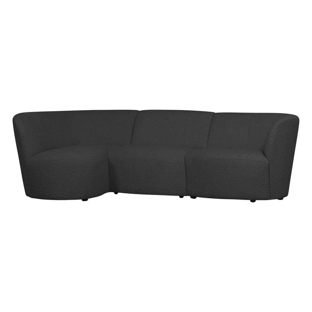 "Coco" 3 vietų užapvalinta sofa, kairė pusė, BouclÉ, tamsiai pilka - Namų Idėja