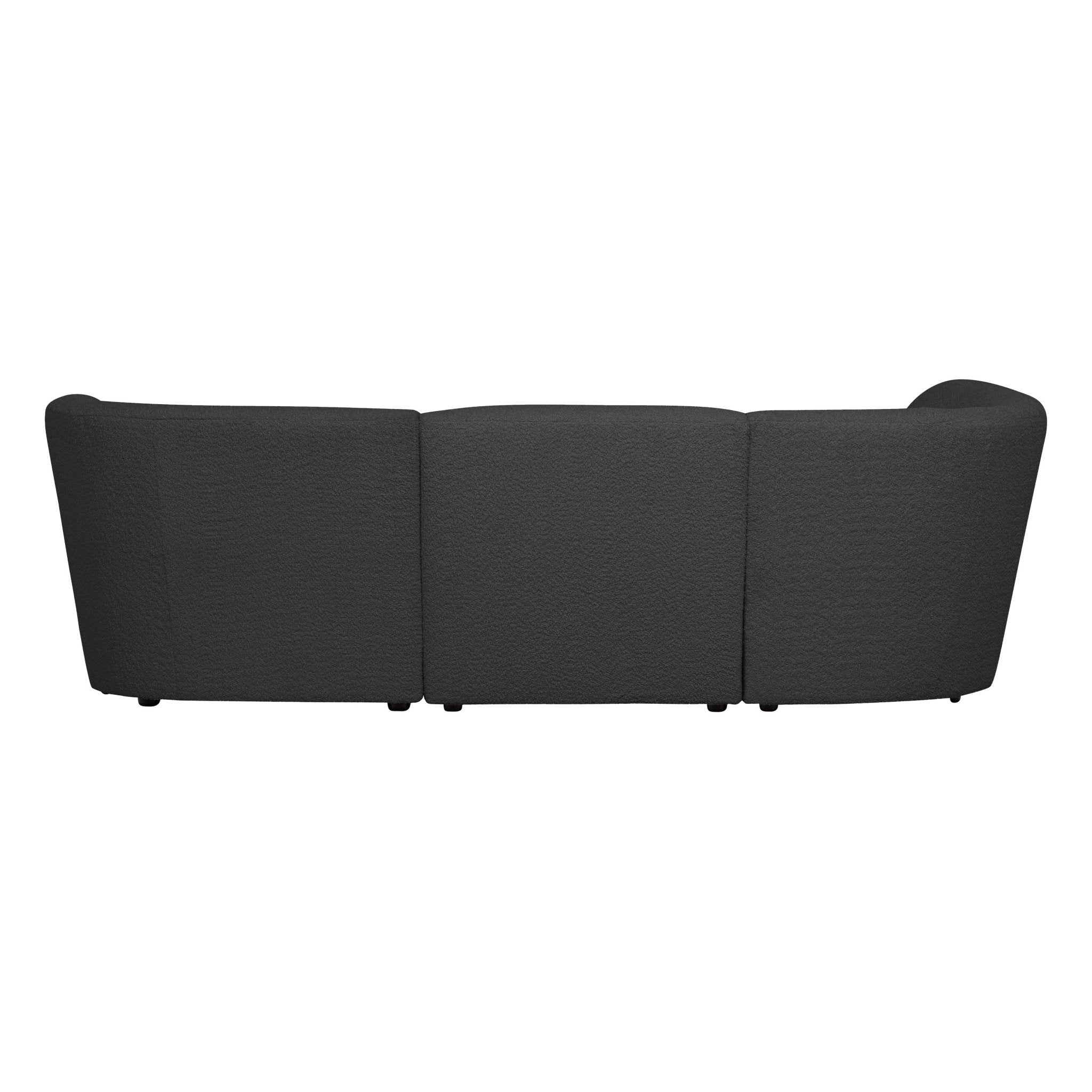 "Coco" 3 vietų užapvalinta sofa, kairė pusė, BouclÉ, tamsiai pilka - Namų Idėja