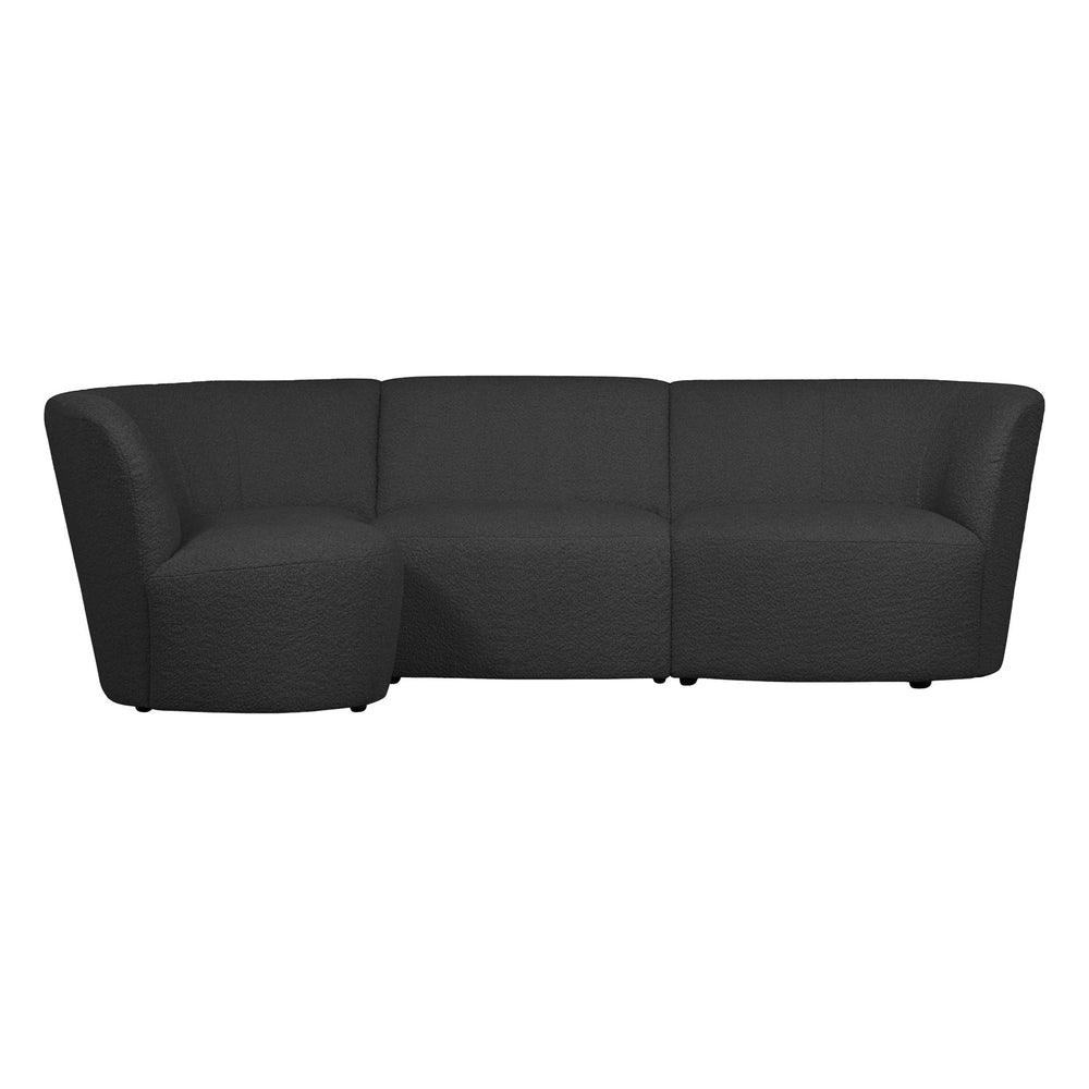 "Coco" 3 vietų užapvalinta sofa, kairė pusė, BouclÉ, tamsiai pilka - Namų Idėja