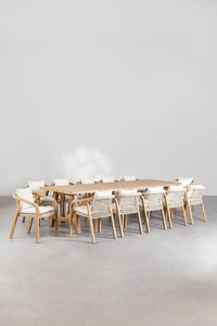 Didelis akacijos medienos valgomojo komplektas TERIUNO 300x100 cm