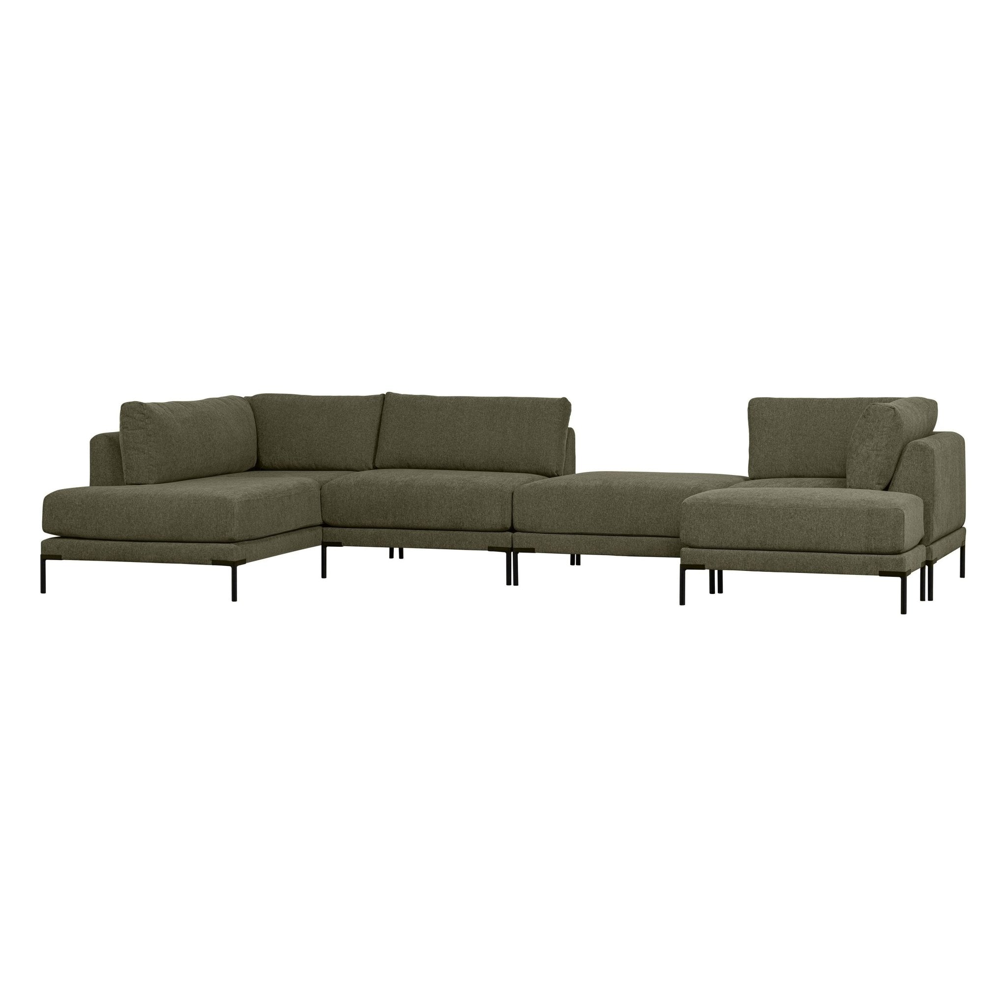 "Couple" dešinės pusės kampinė sofa, šiltai žalia - Namų Idėja
