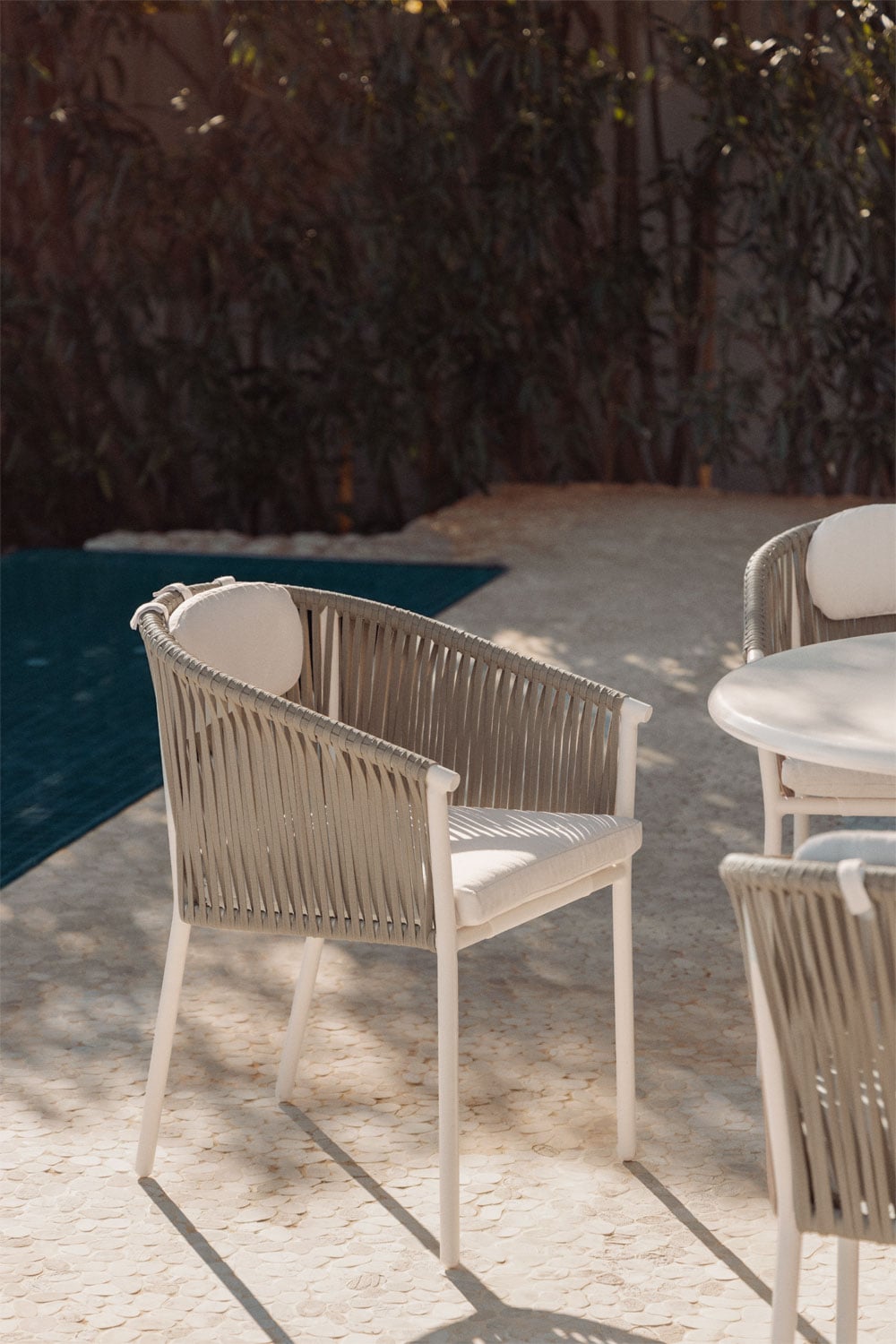 Outdoor chair VELANO with ropes, cream
