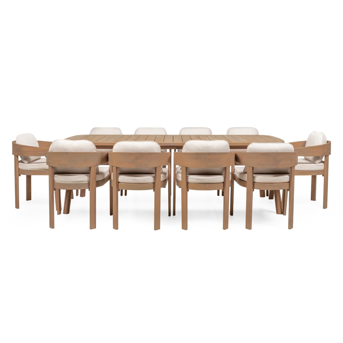 Lauko komplektas VANITE, 240 cm+10 kėdžių, smėlinis