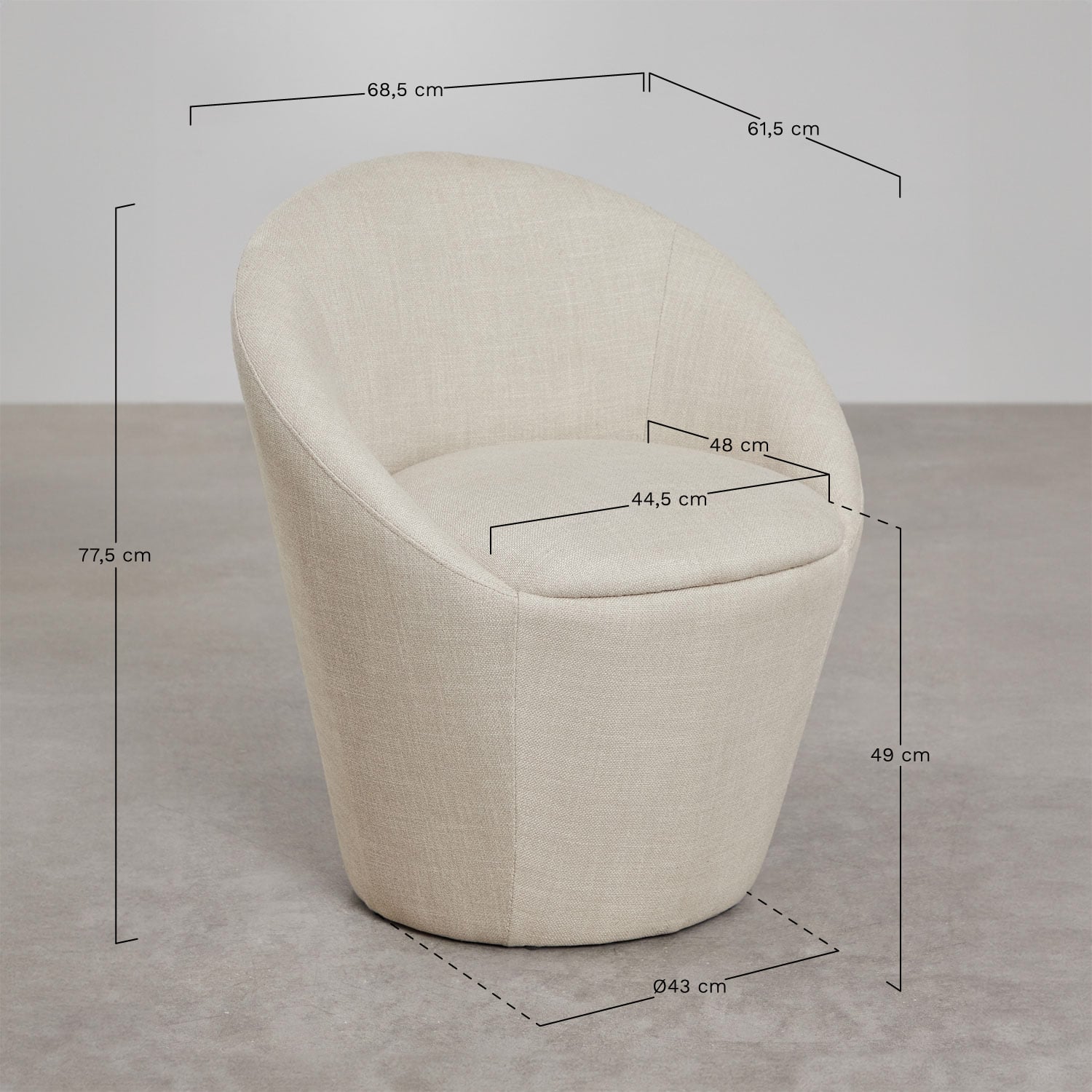 LEANDRO ēdamistabas krēsls ar gaišu audumu