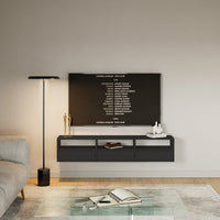Pakabinama TV spintelė ZARI, juoda, 150 cm, 2 – stalčių vidus
