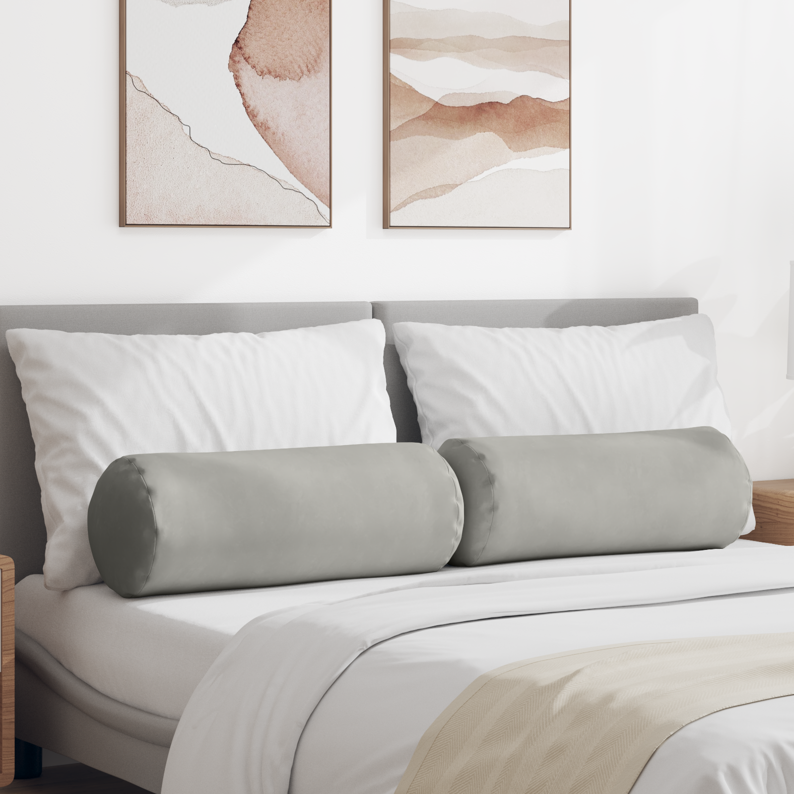 Pagalvės 2 pcs Šviesiai pilka Ø 25 x 70 cm Mikropluošto audinys