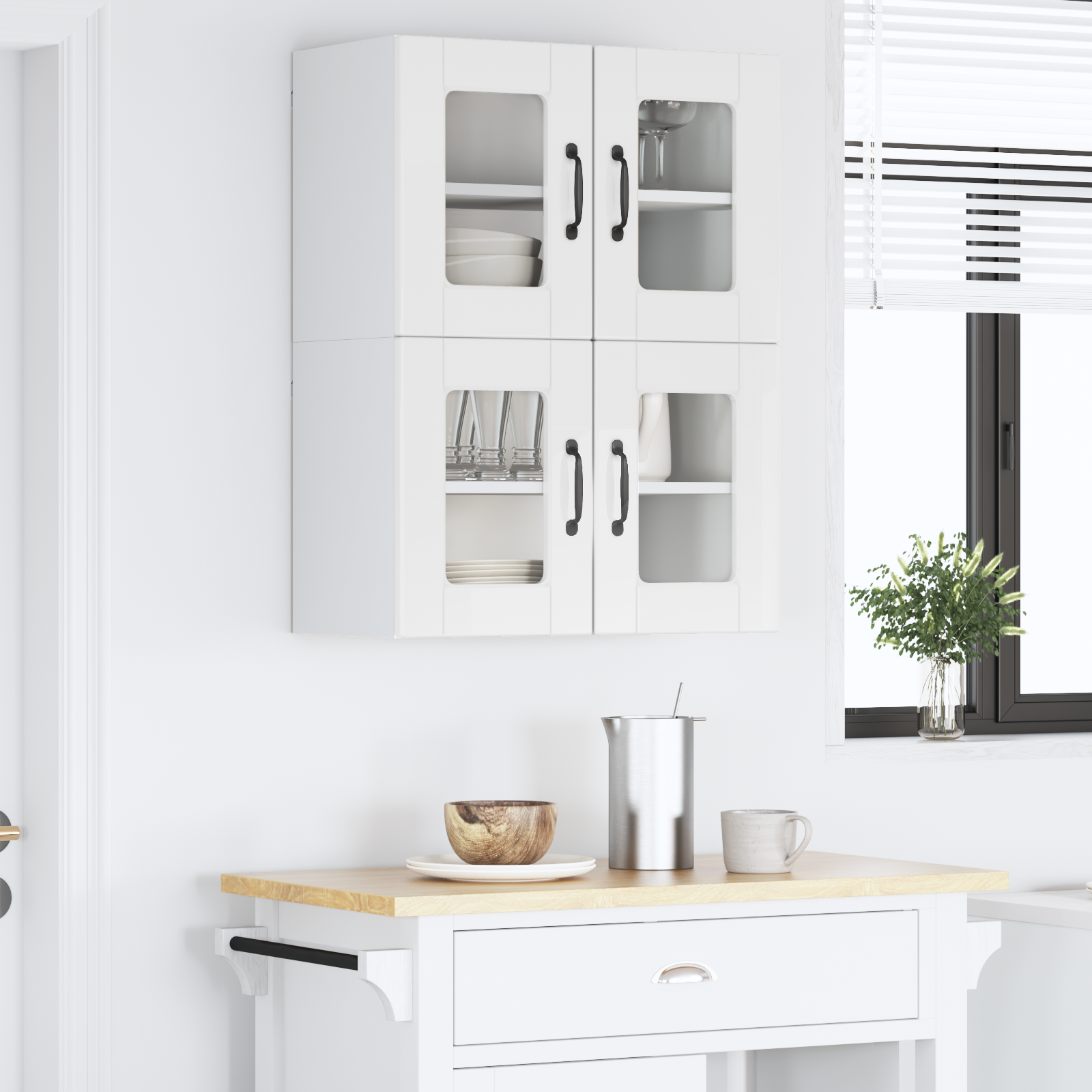 Virtuvės spintelė 2 pcs Aukštai blizganti balta 60 x 31 x 40 cm