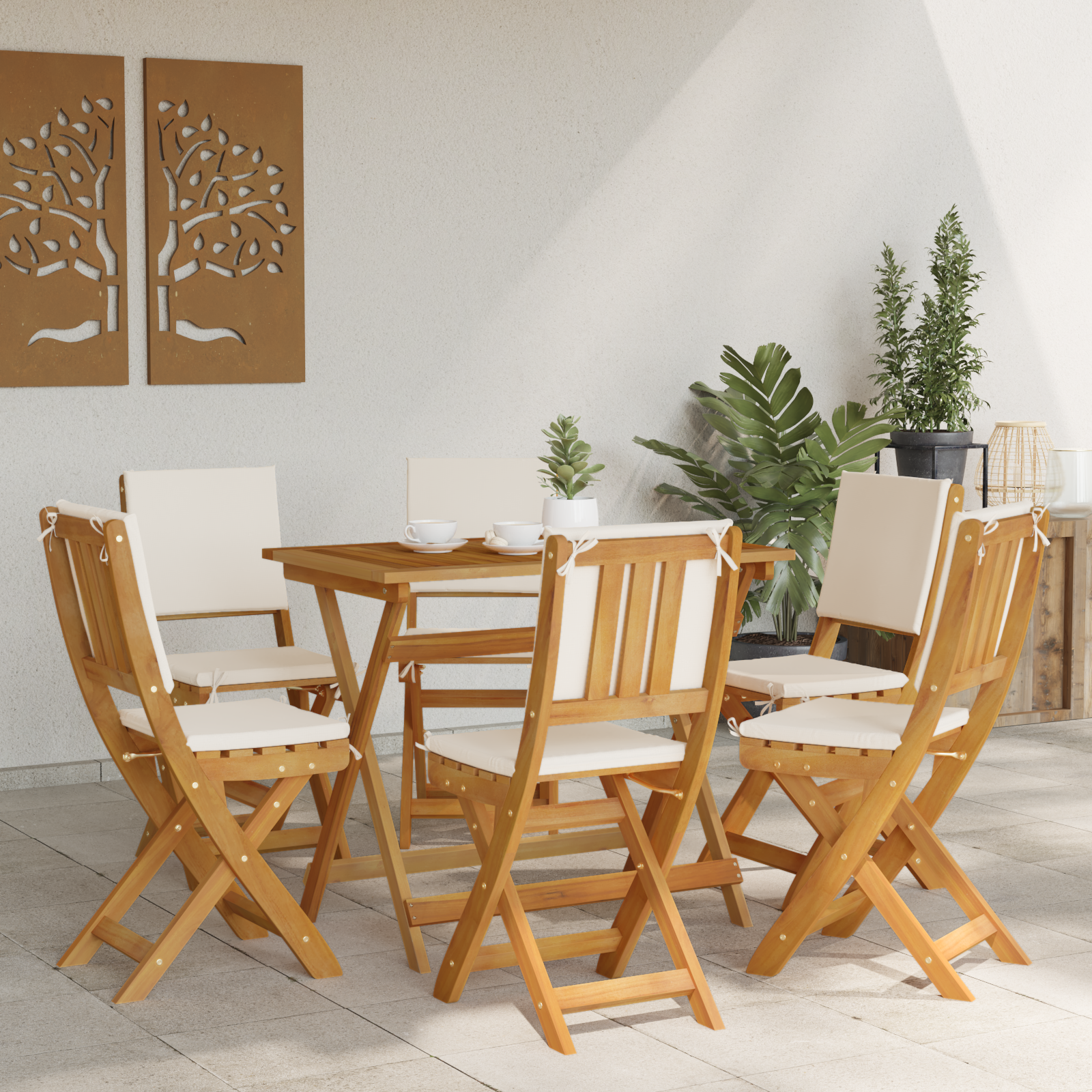 Āra bistro krēsli 6 gab. Krēmbaltā krāsā 38 x 46 x 85 cm
