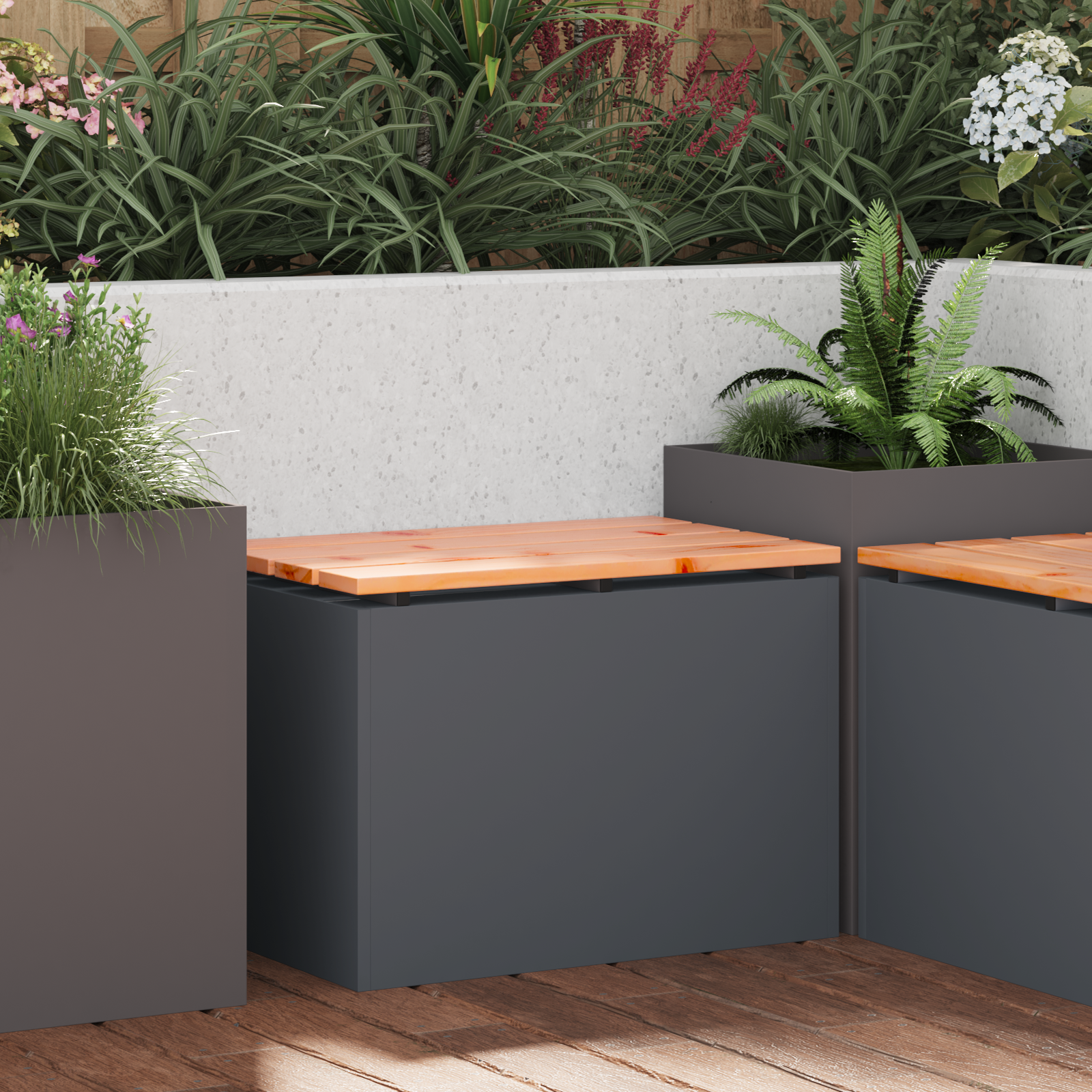 Sodo suolas Antracitas 60 x 40 x 43 cm Plienas