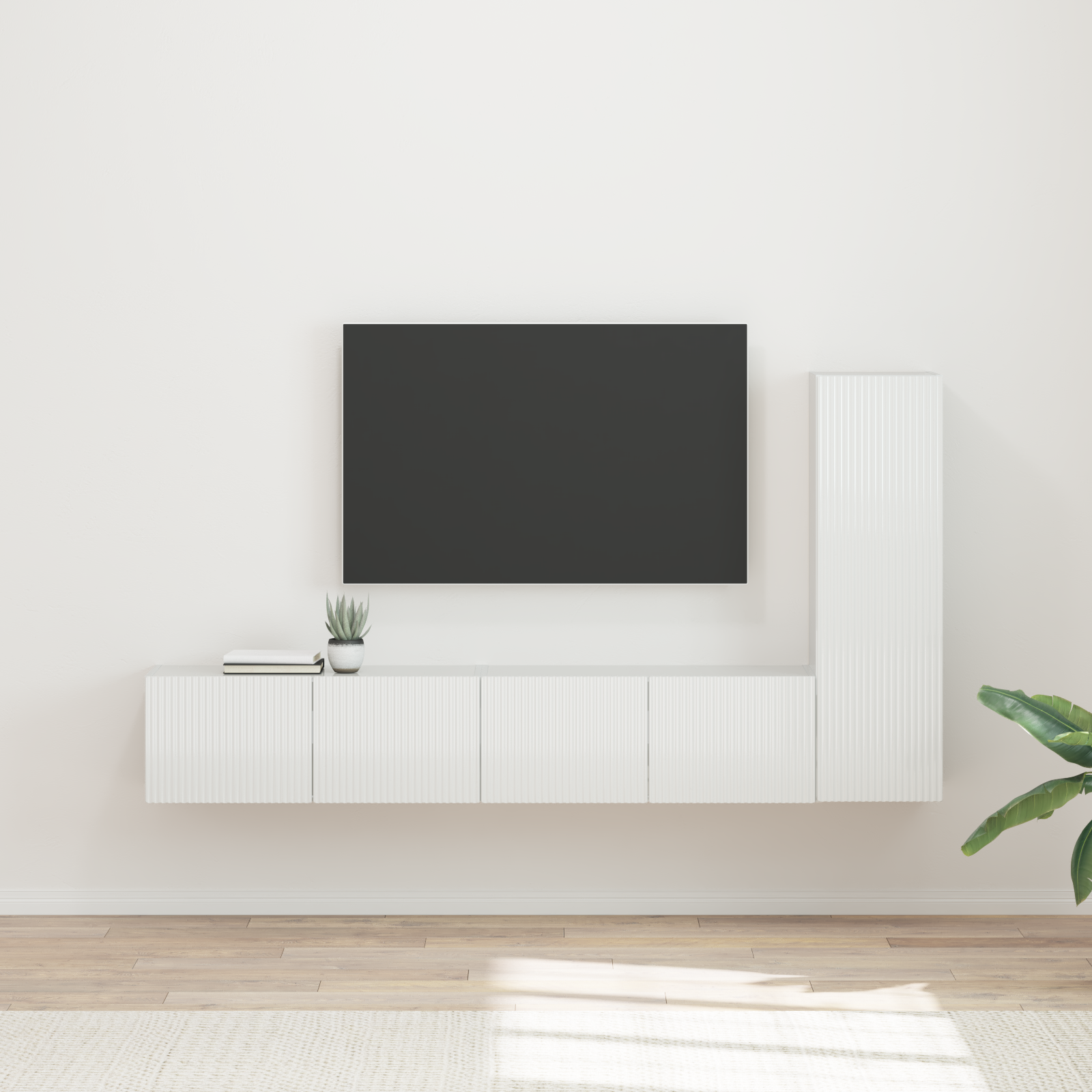 TV spintelių komplektas 2 pcs Aukštai blizganti balta