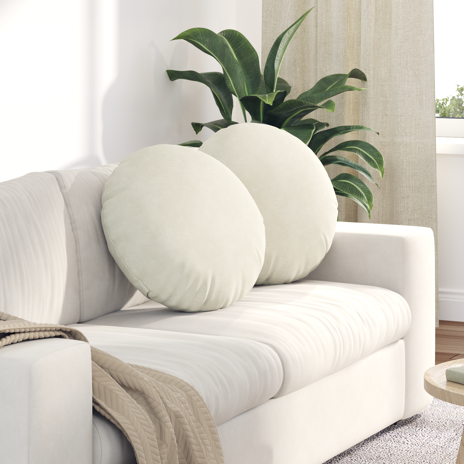 Sėdynių pagalvėlės 2 pcs Kreminė Ø 40 x 13 cm Aksomas