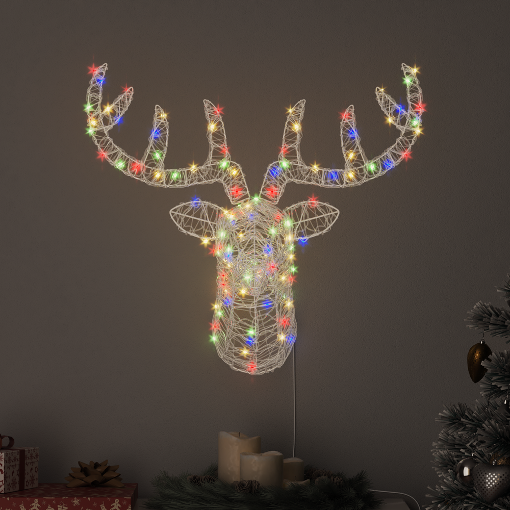 Reindeer head with 140 LED colorful 60 cm Acrylic