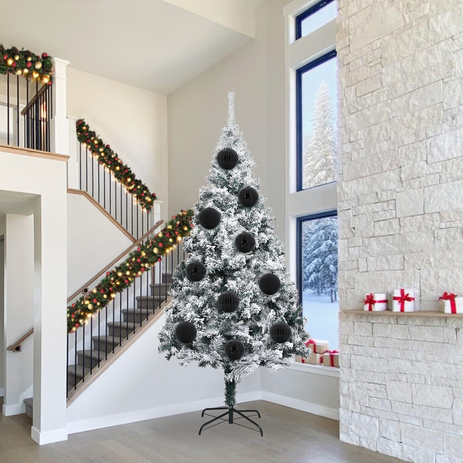 Christmas Basket Set 3 pcs Black XXL