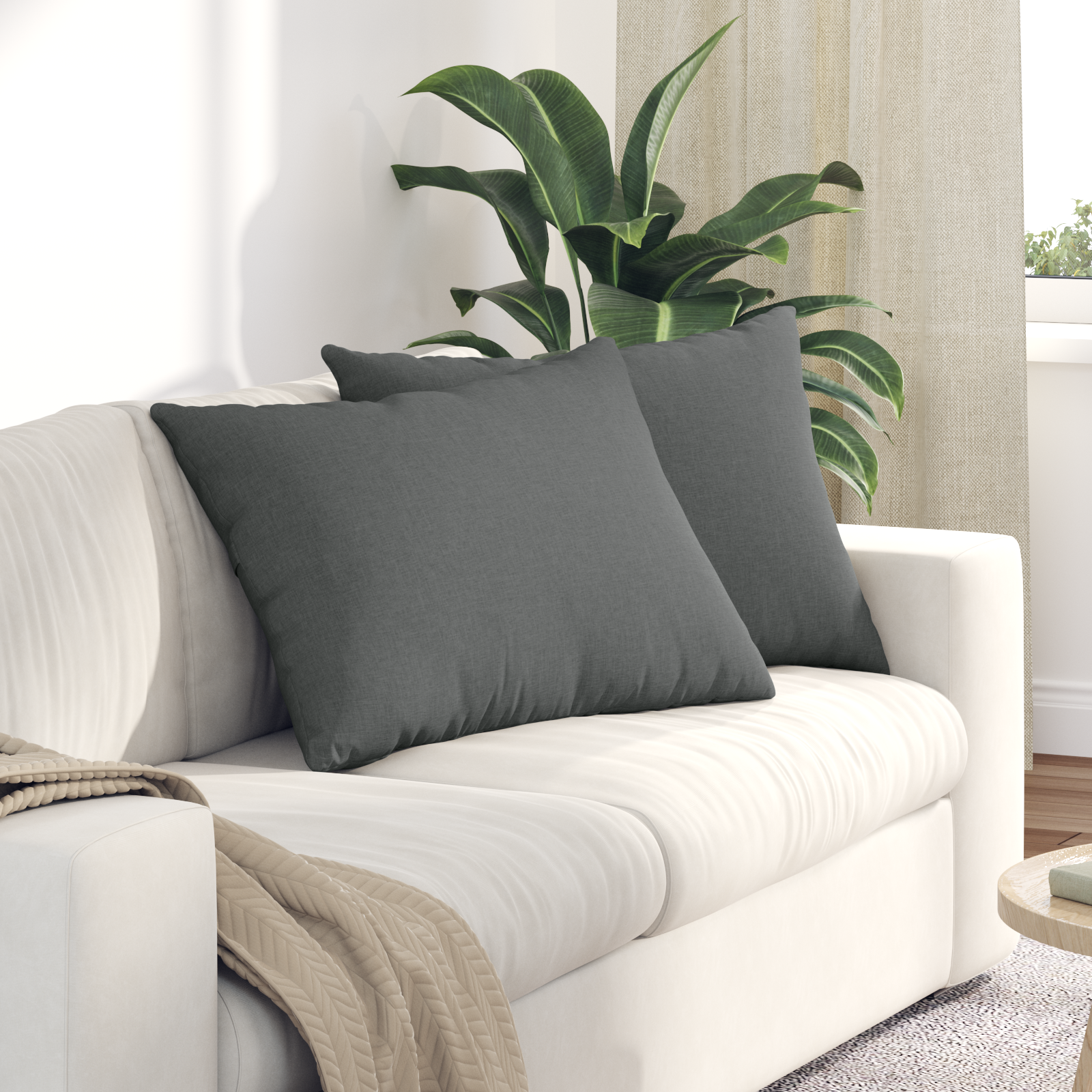 Sofa Pagalvės 2 pcs Tamsiai pilka 70 x 50 cm audinys