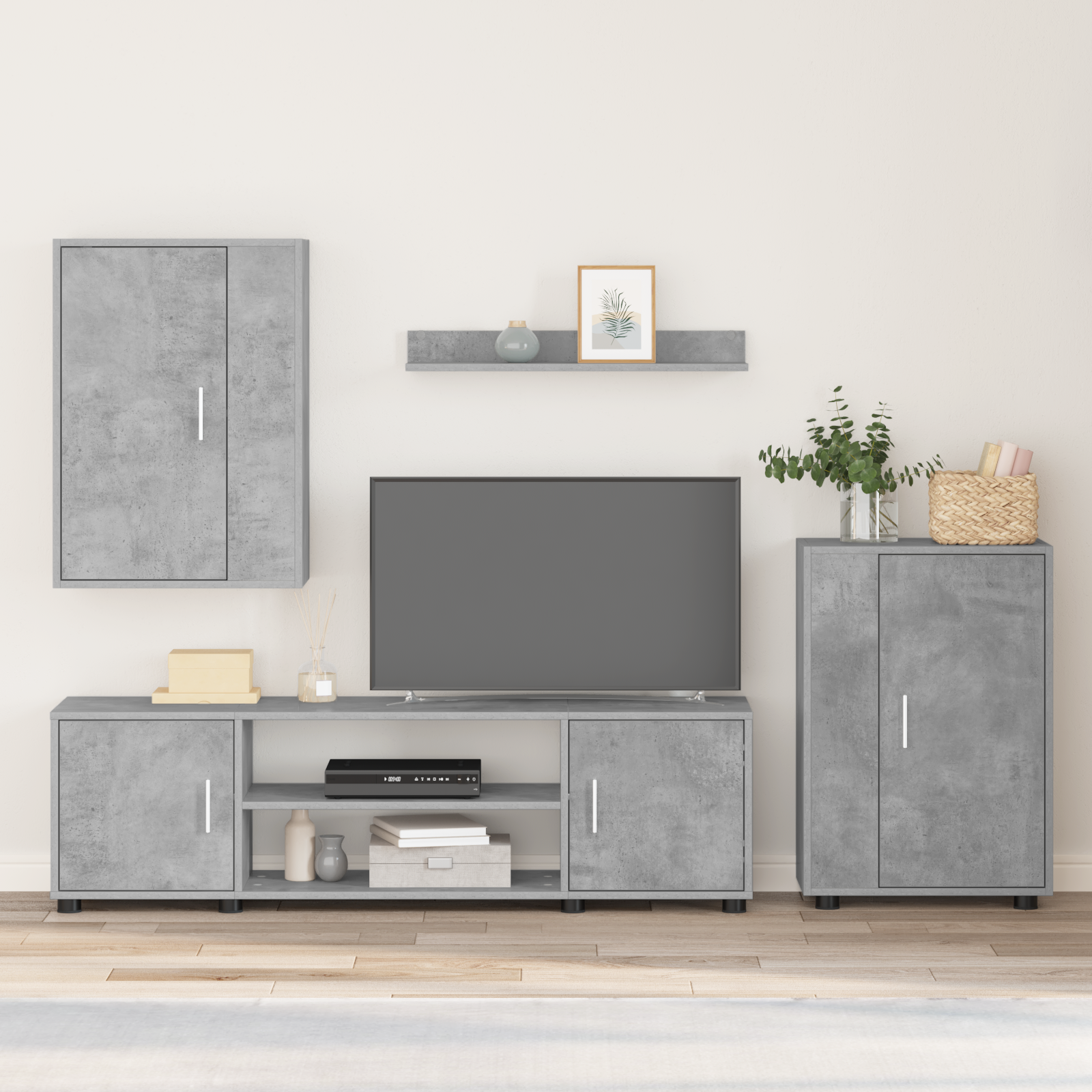 TV spintelių komplektas 4 pcs Betono pilka Apdirbta mediena