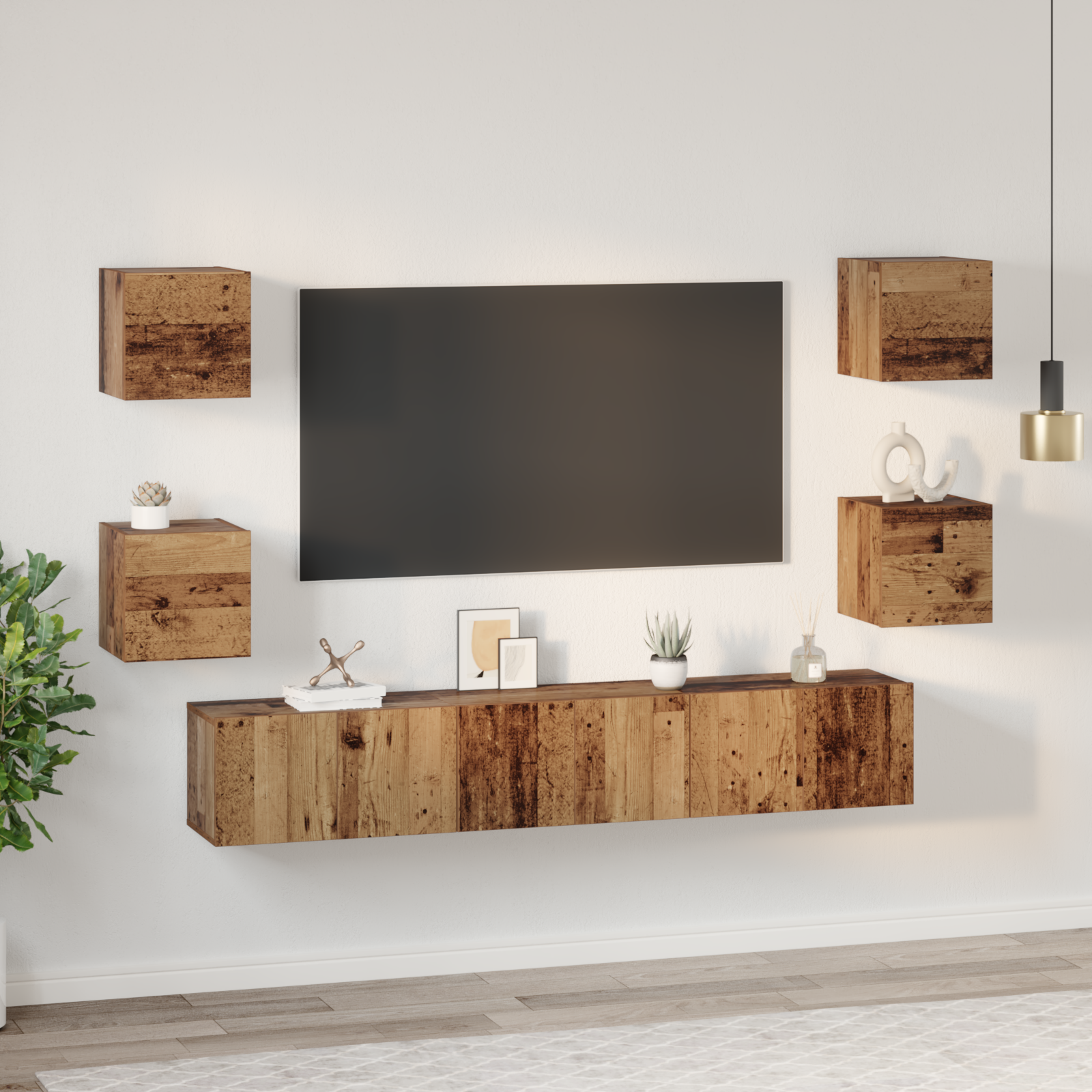 TV spintelių komplektas 7 pcs Senovinis medis Apdirbta mediena