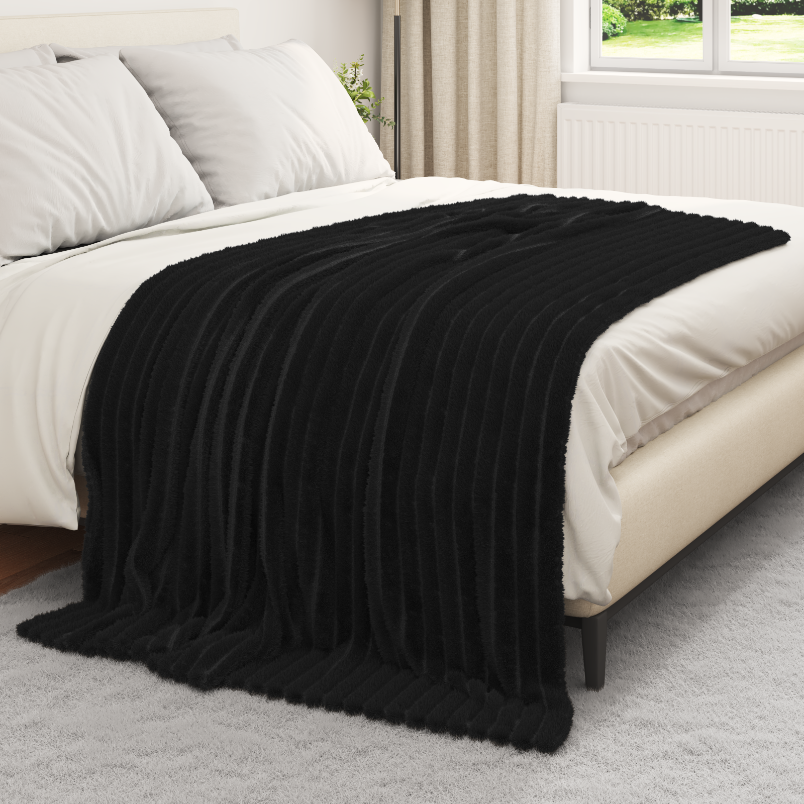 Pleds Melns 200 x 150 cm Flīss