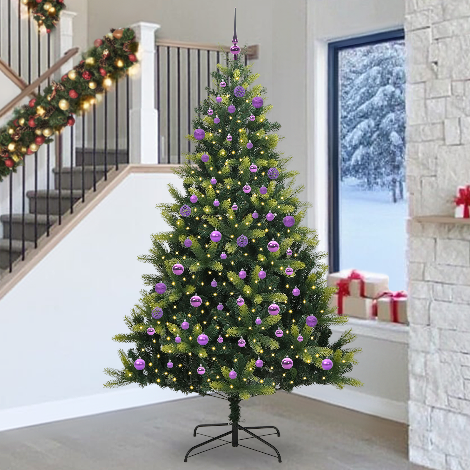 Dirbtinis sulankstomas Kalėdų medis su 300 LED Žalia 240 cm