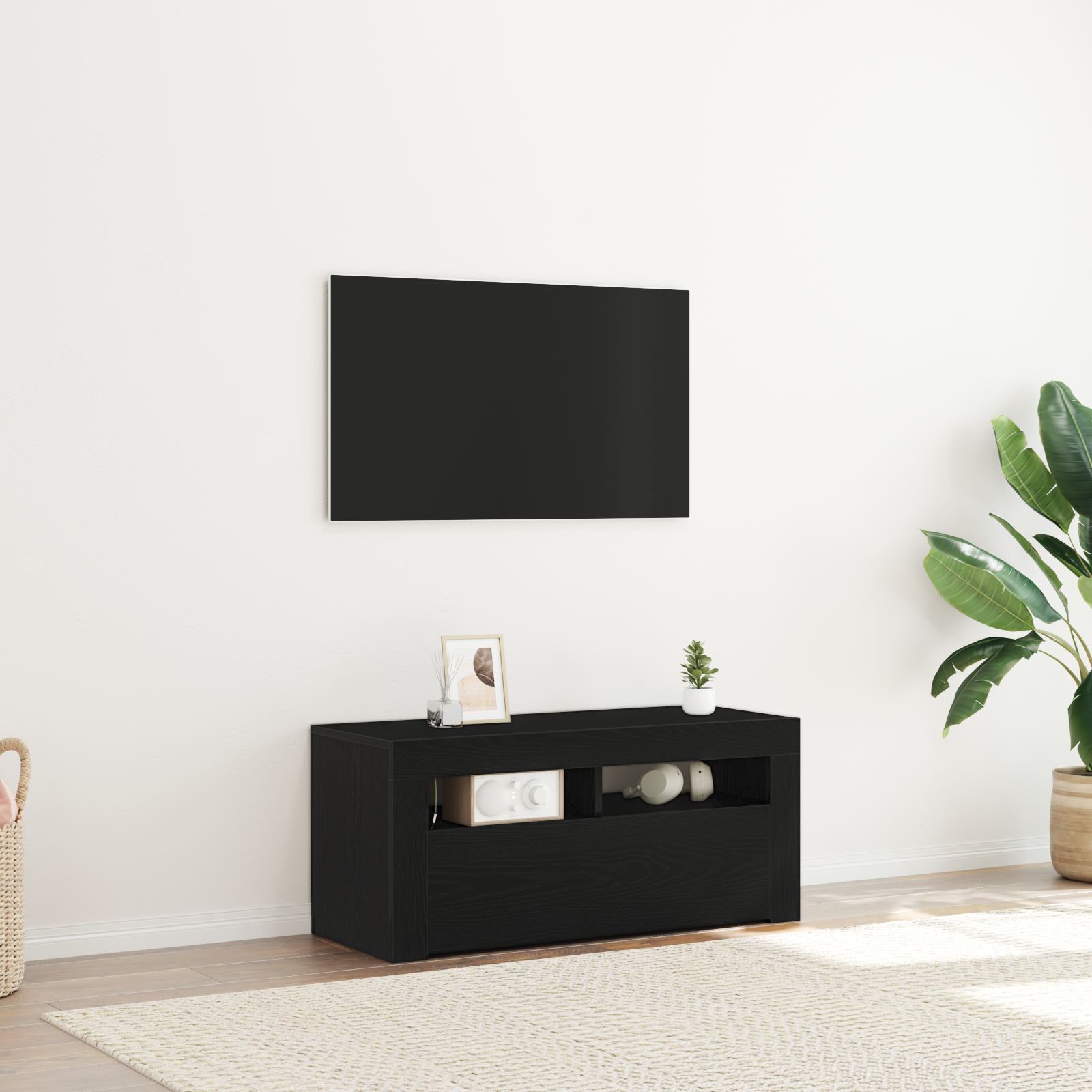 TV Cabinet Black Oak 90 x 35 x 40 cm