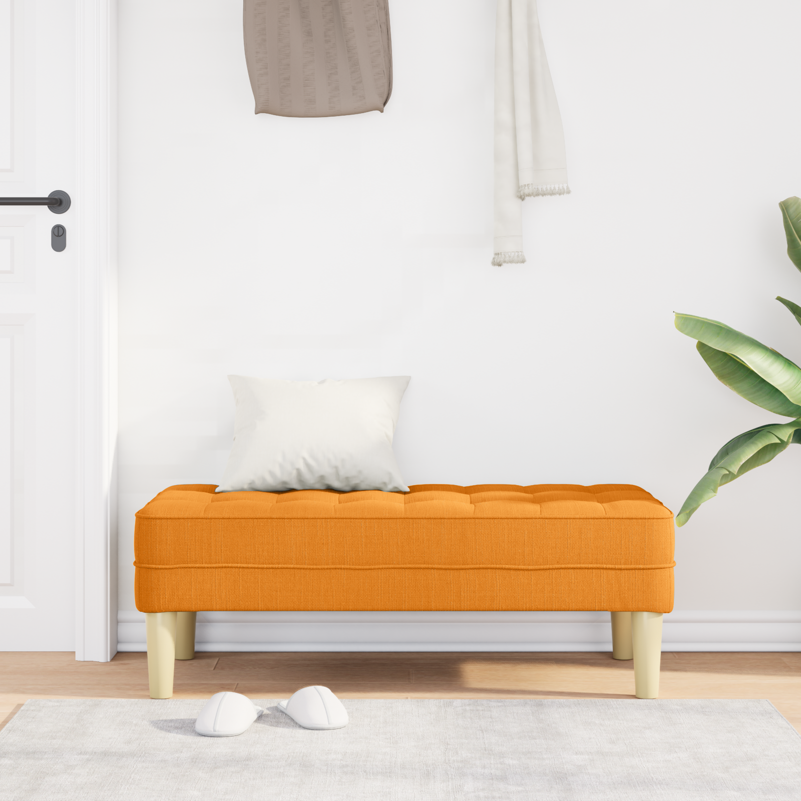 suoliukas su pagalve Tamsiai geltona 113 x 57 x 39 cm audinys