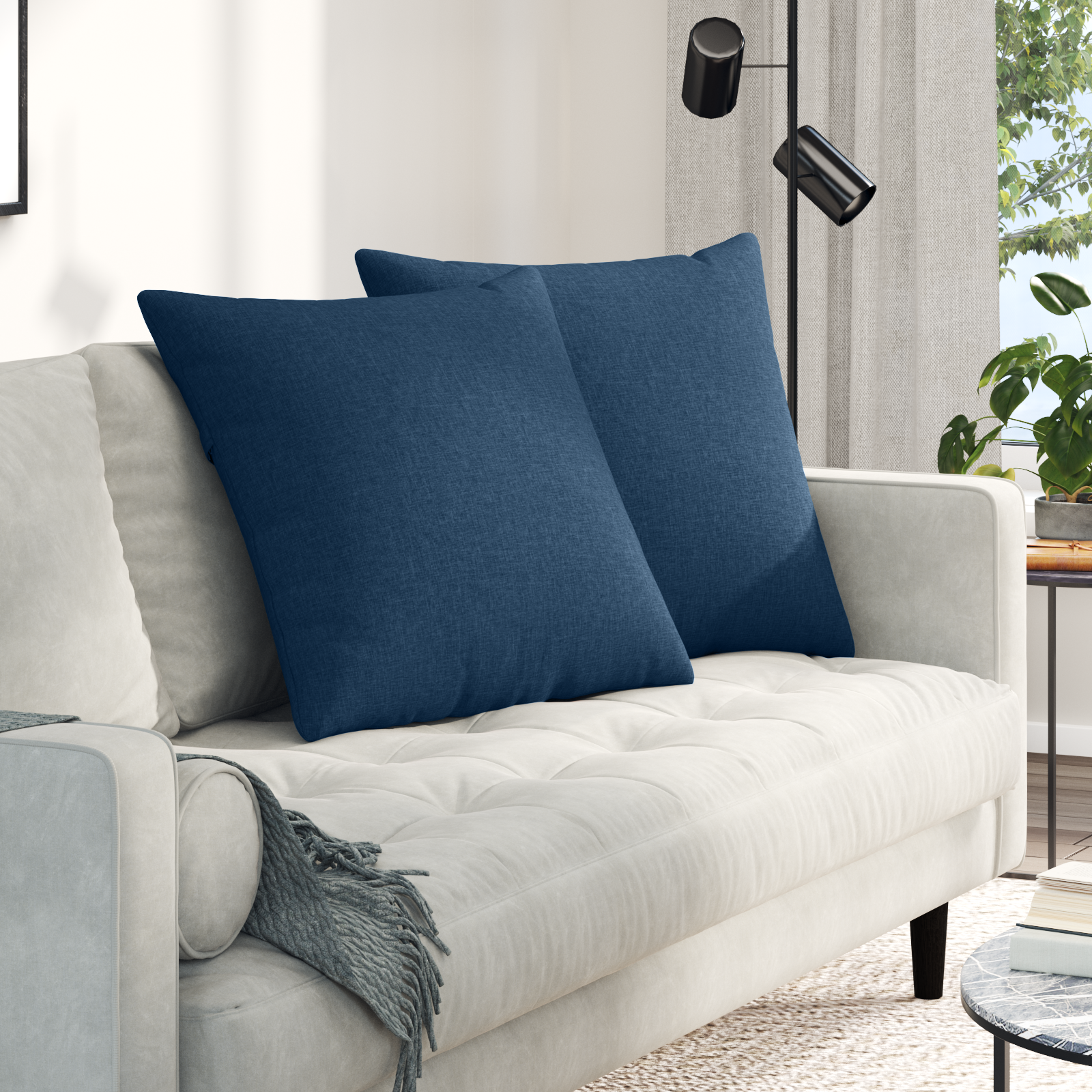 Sofa Pagalvės 2 pcs Mėlyna 60 x 60 cm audinys