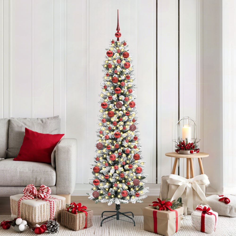 Dirbtinė Kalėdų eglutė SHINE WINTER, su 300 LED stovu Žalia ir balta 180 cm.