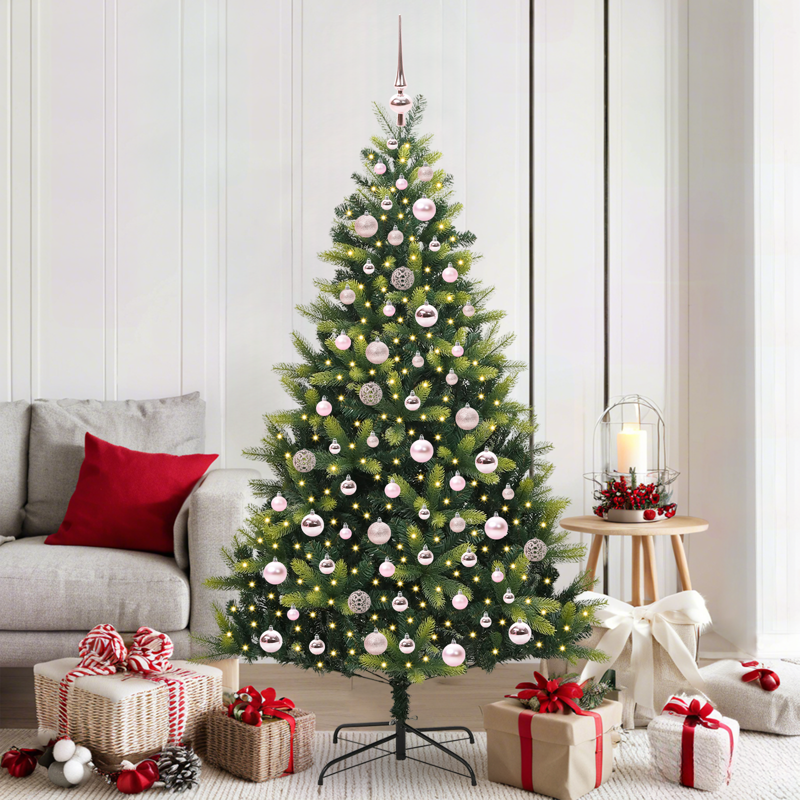 Mākslīgā salokāmā Ziemassvētku egle ar 300 LED zaļa 180 cm