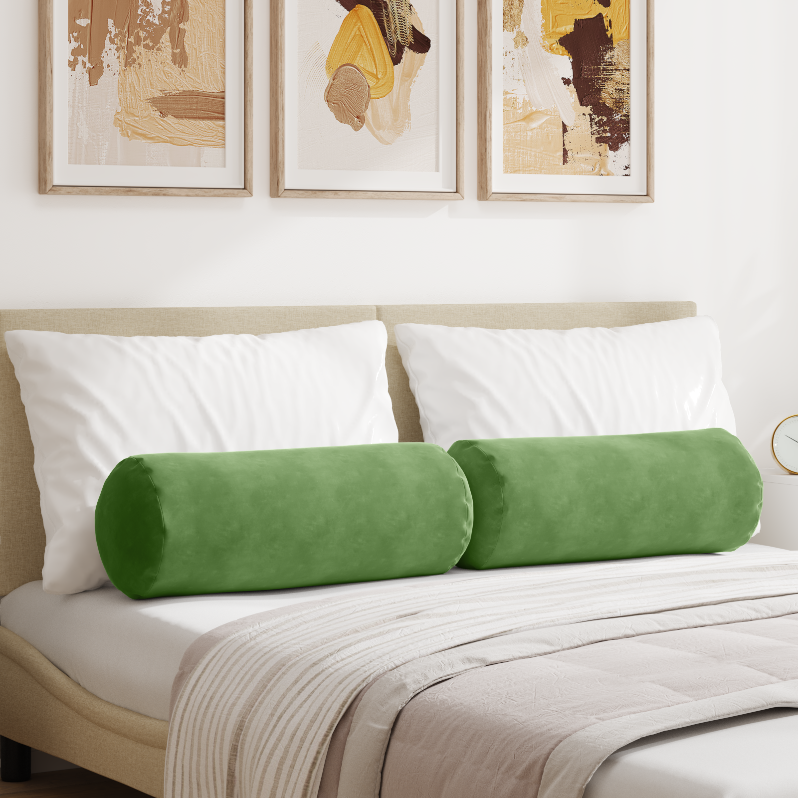 Pagalvės 2 pcs Šviesiai žalia Ø 25 x 70 cm Kordūrinis audinys