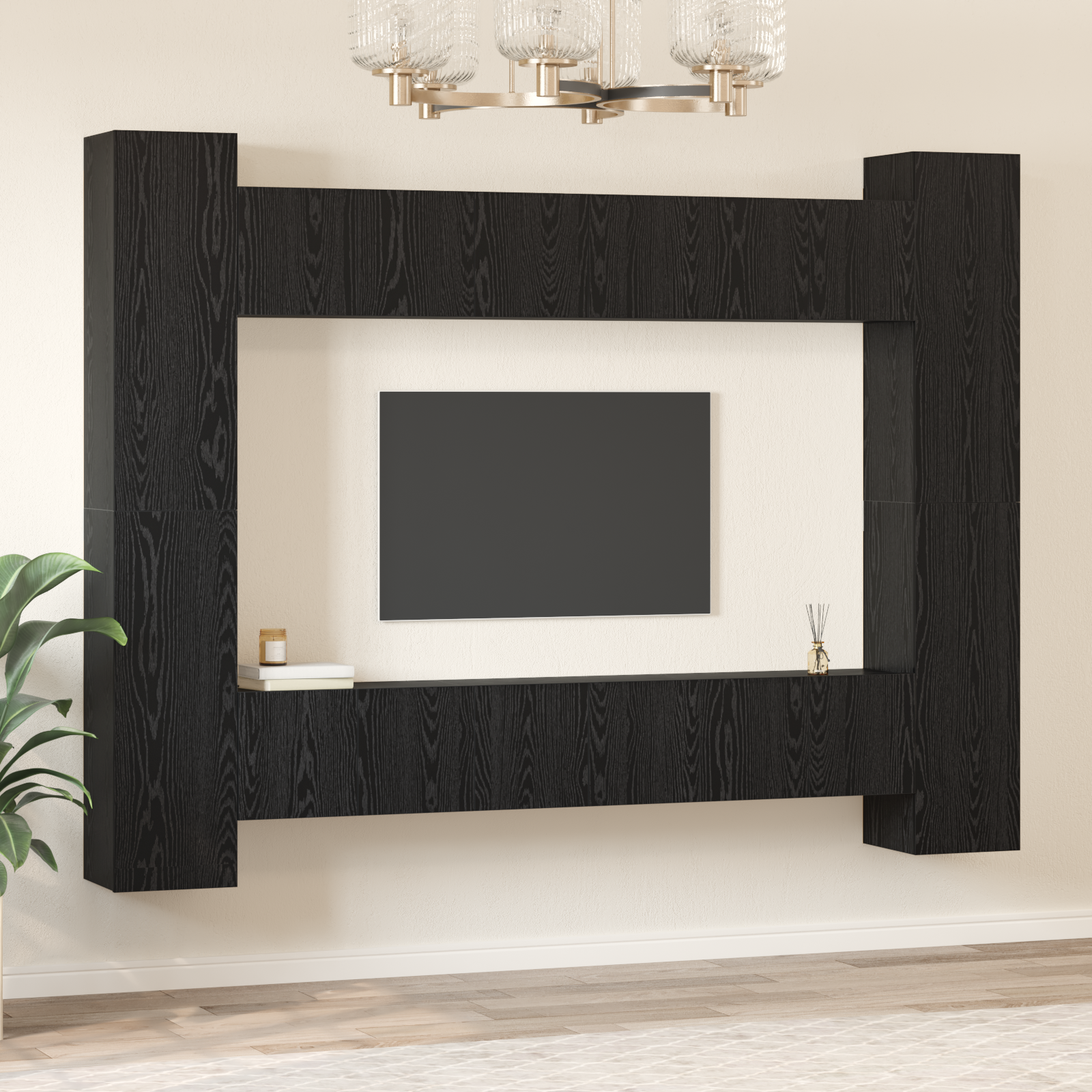 TV spintelių komplektas 10 pcs Juodas ąžuolas 30,5 x 30 x 90 cm