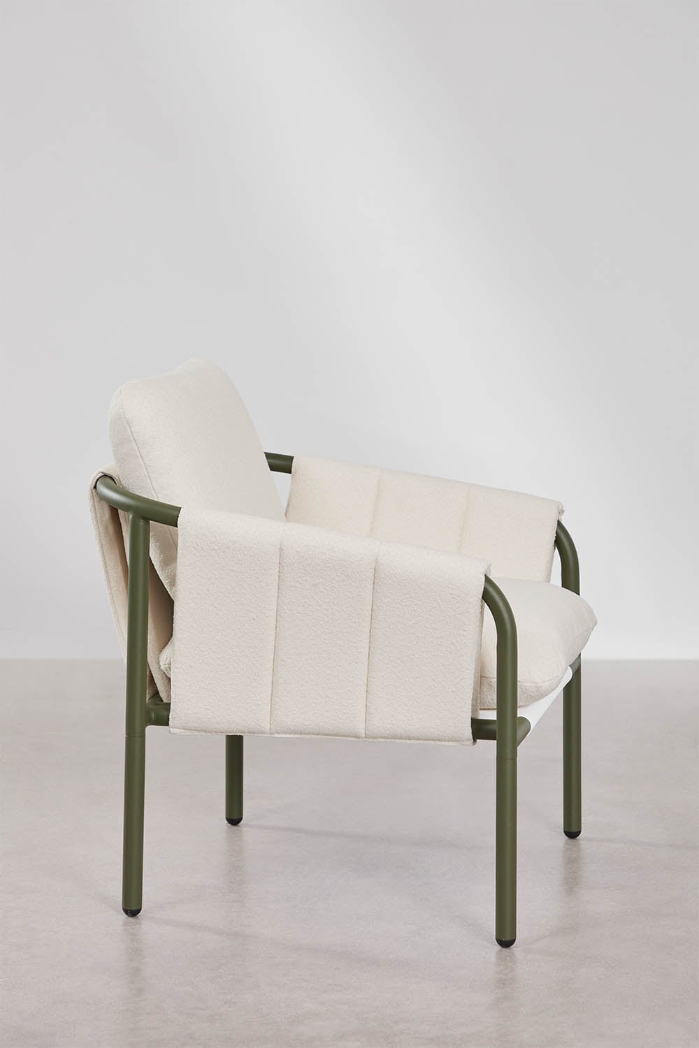 Outdoor armchair ZUNIKA, steel, oiled green
