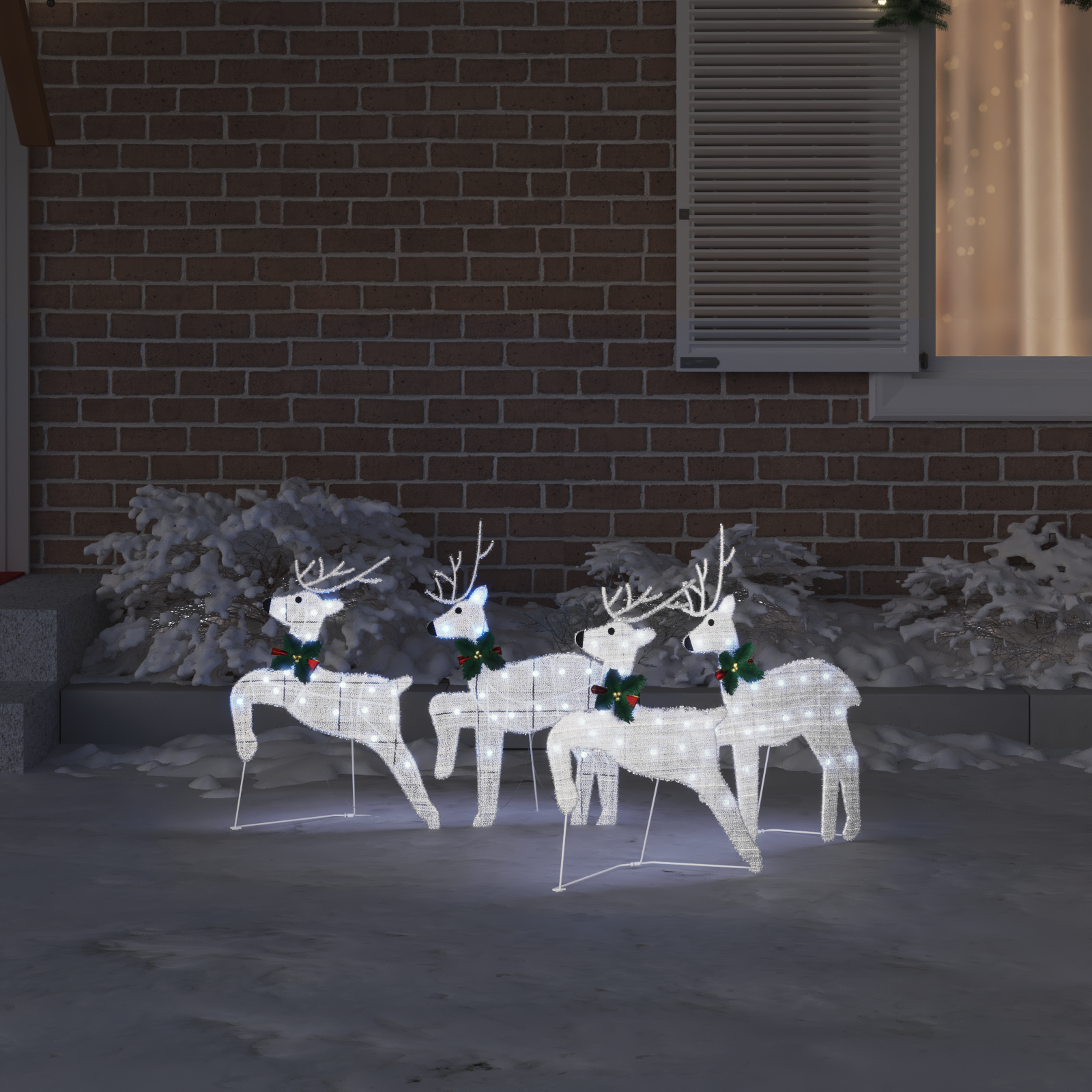LED Reindeer 4 pcs Silver fabric