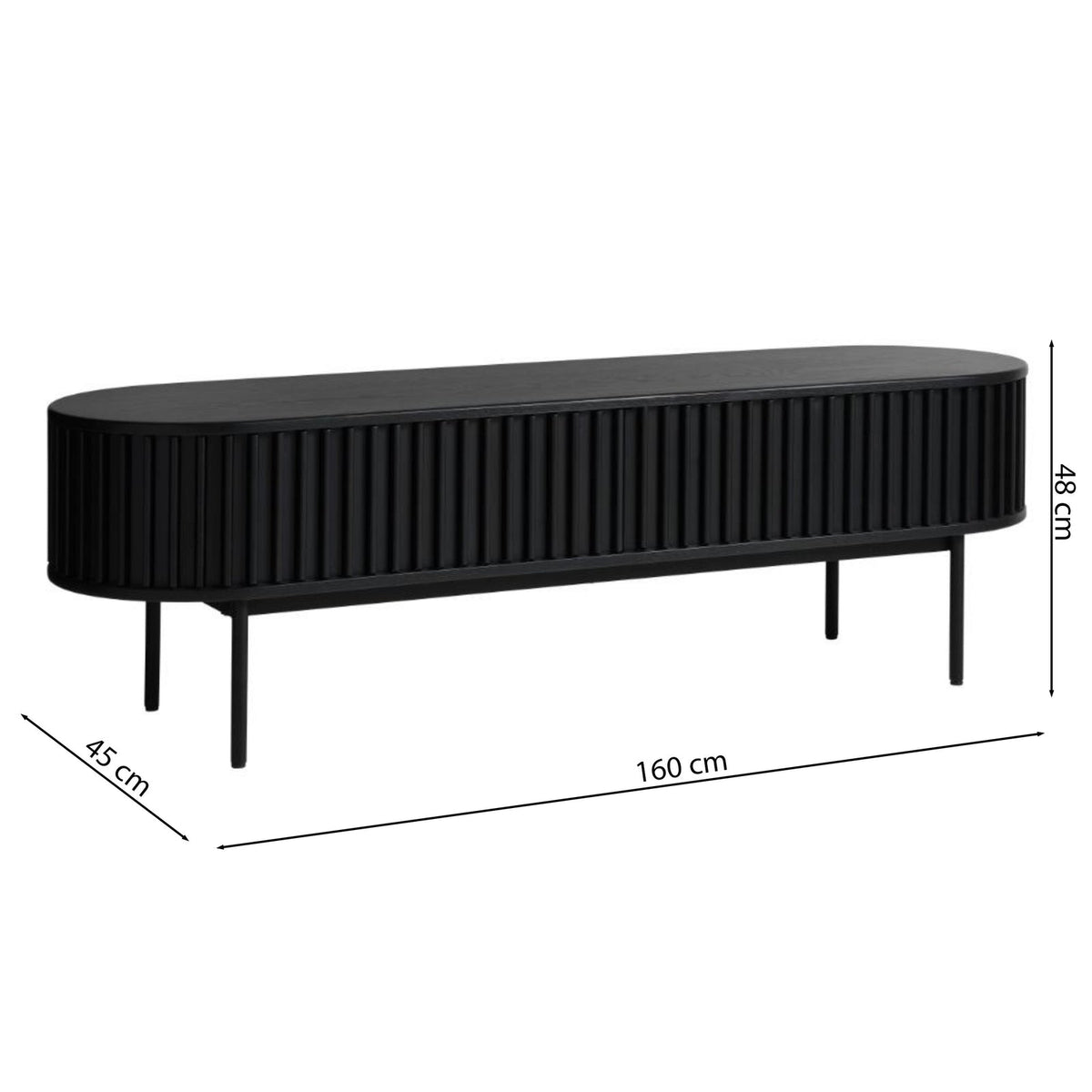 TV staliukas OVITTIES, juodas, 160 cm