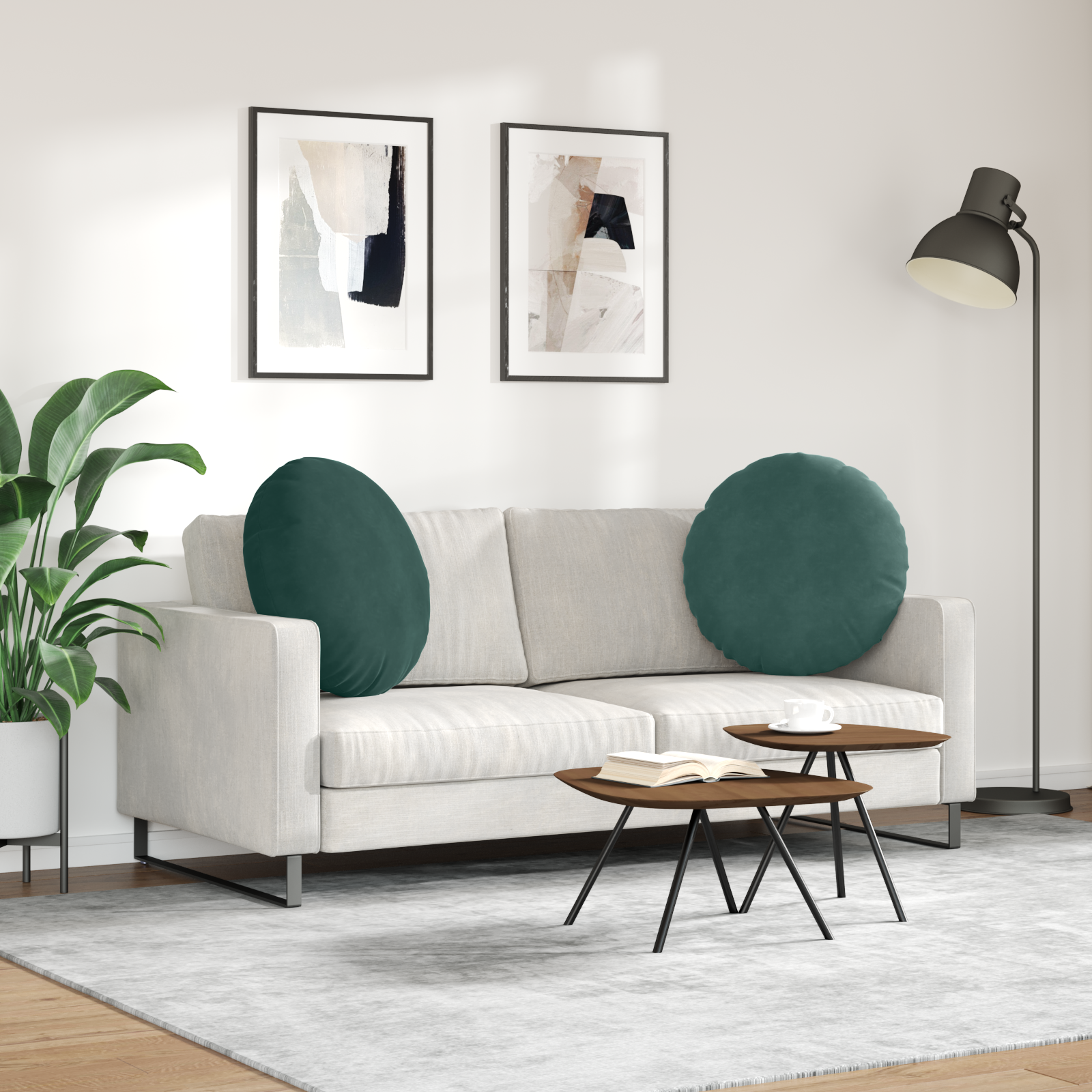 Sėdynių pagalvėlės 2 pcs Tamsiai žalia Ø80 x 29 cm Aksomas