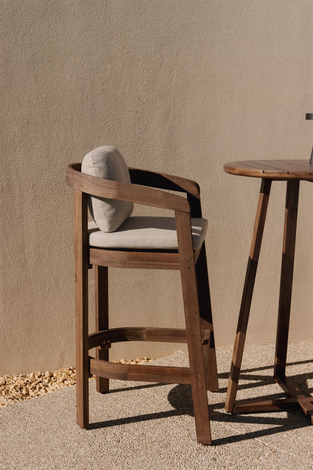 High outdoor chair ULENO, light acacia, 65 cm