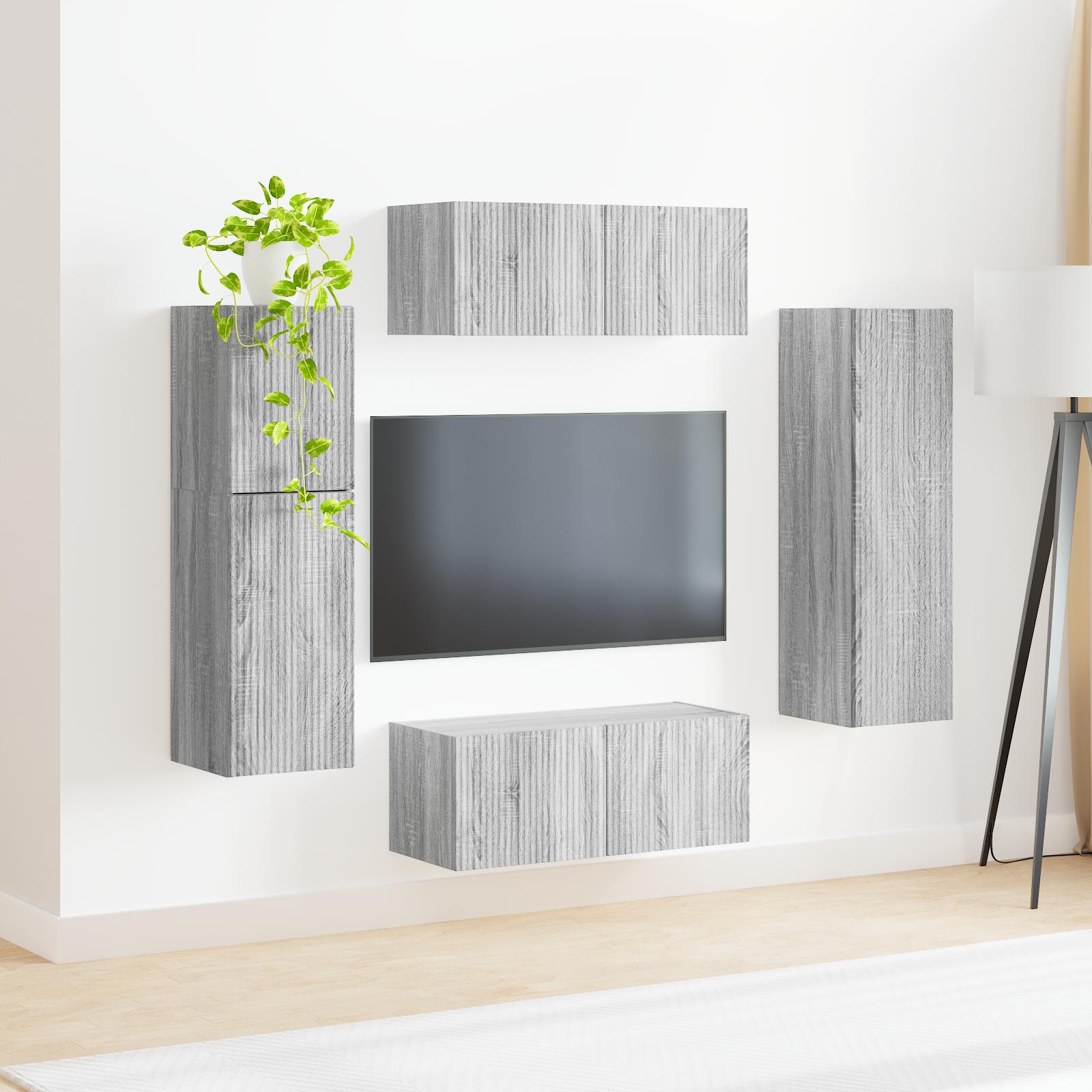 TV Cabinet Set 4 pcs Grey Sonoma Engineered Wood