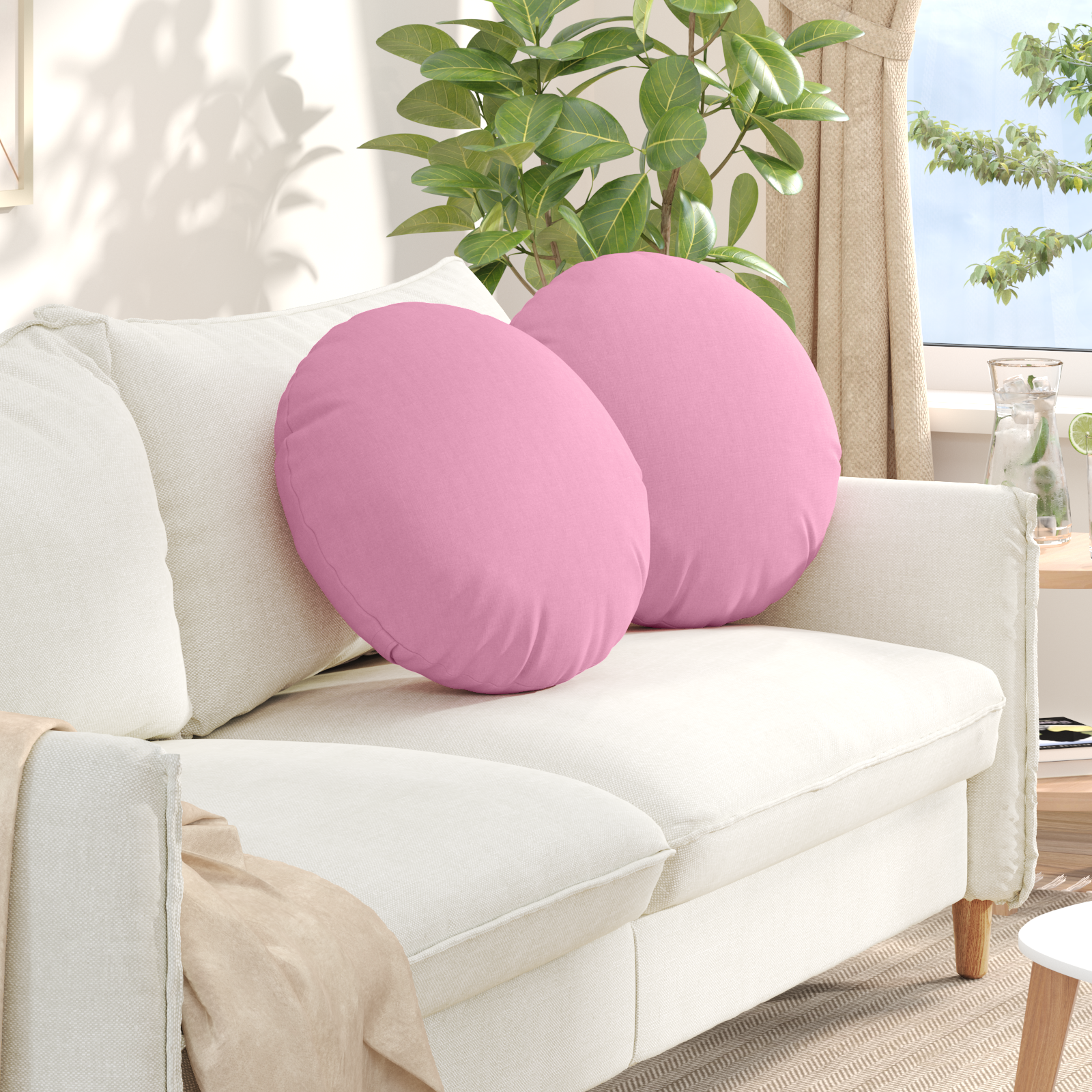 Sėdynių pagalvėlės 2 pcs Rožinė Ø50 x 19 cm audinys
