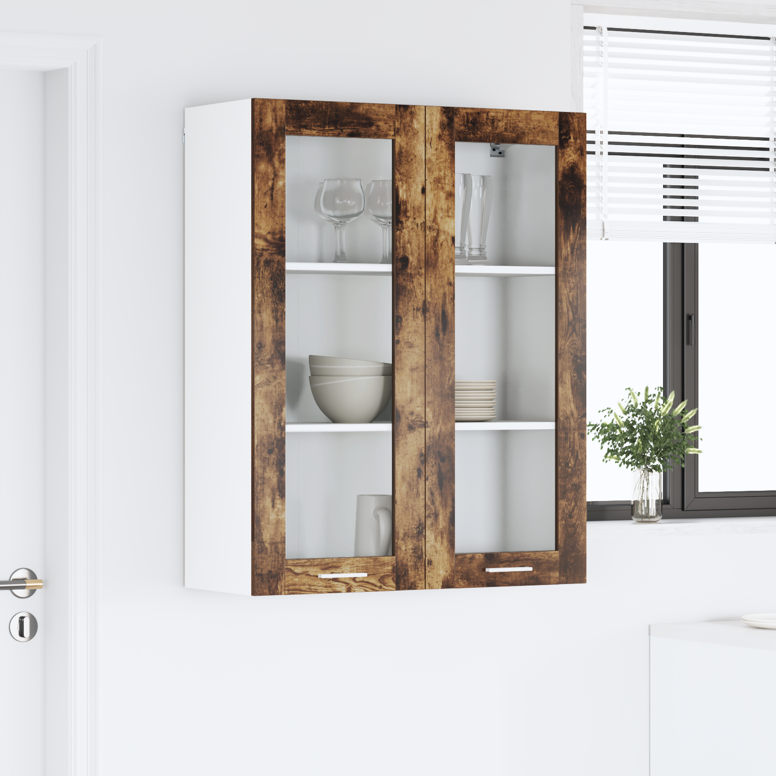 Wall-mounted cabinet Riga Smoked oak 80 x 31 x 100 cm
