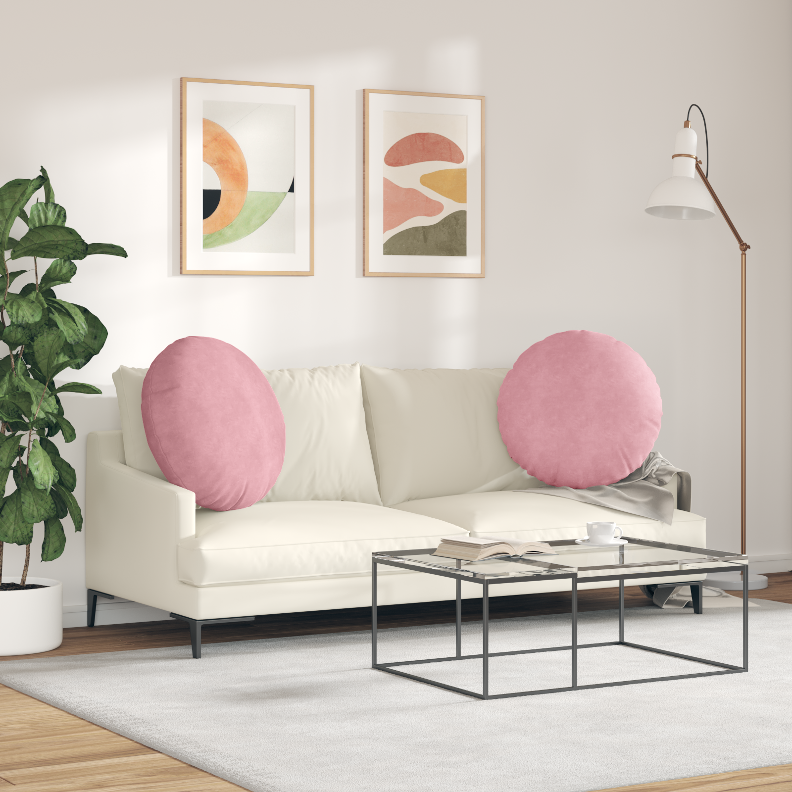Seat Cushions 2 pcs Pink Ø80 x 29 cm Velvet